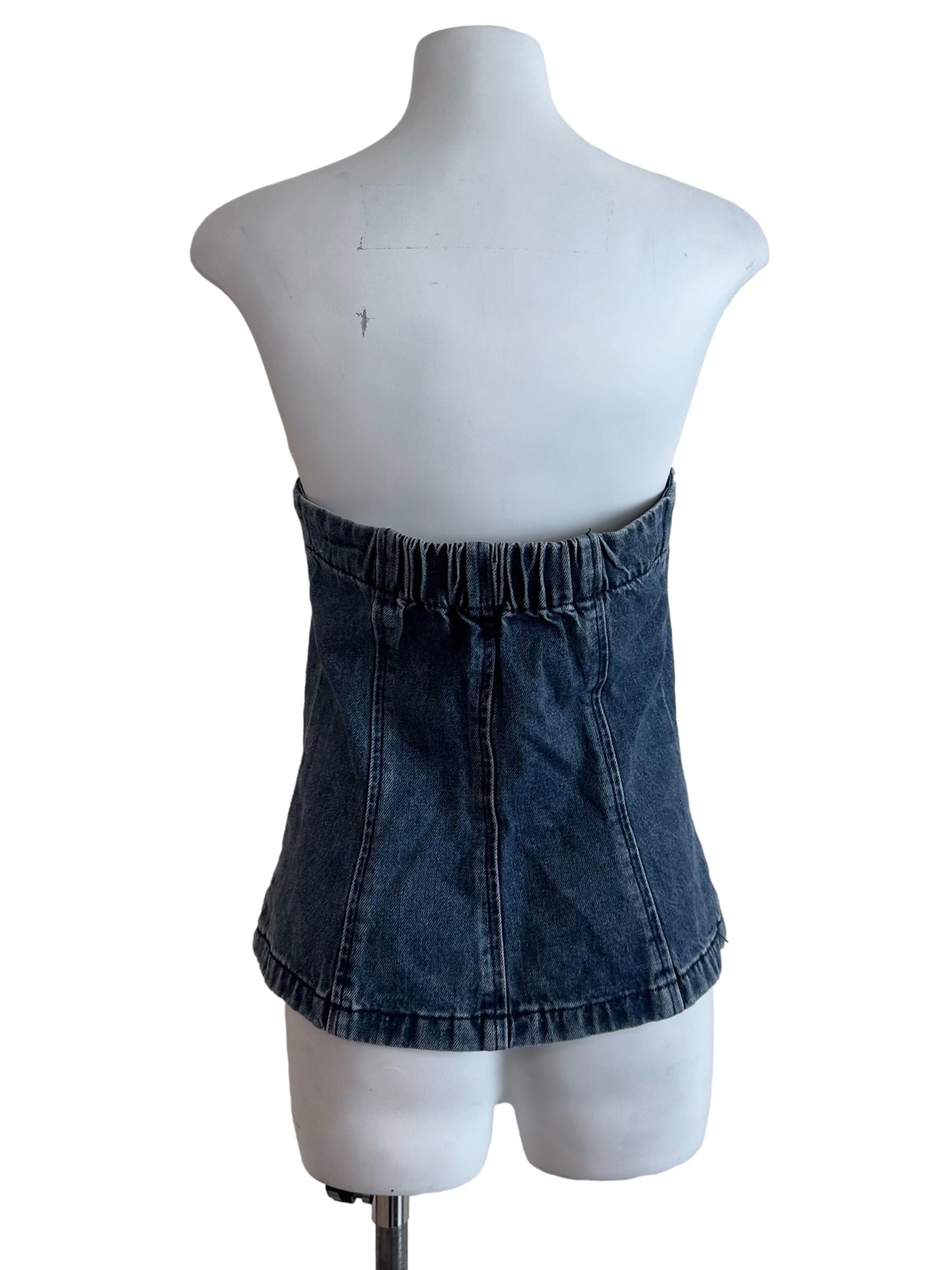 Indigo Blue Denim Button Tube Top