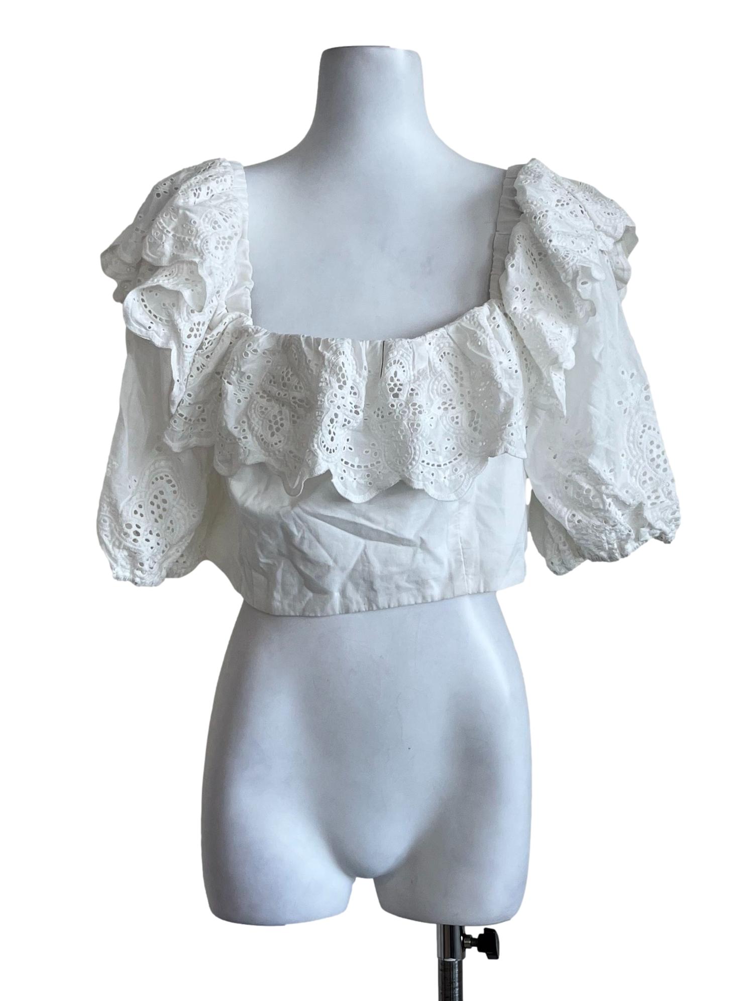 White Plain Square Neck Blouse