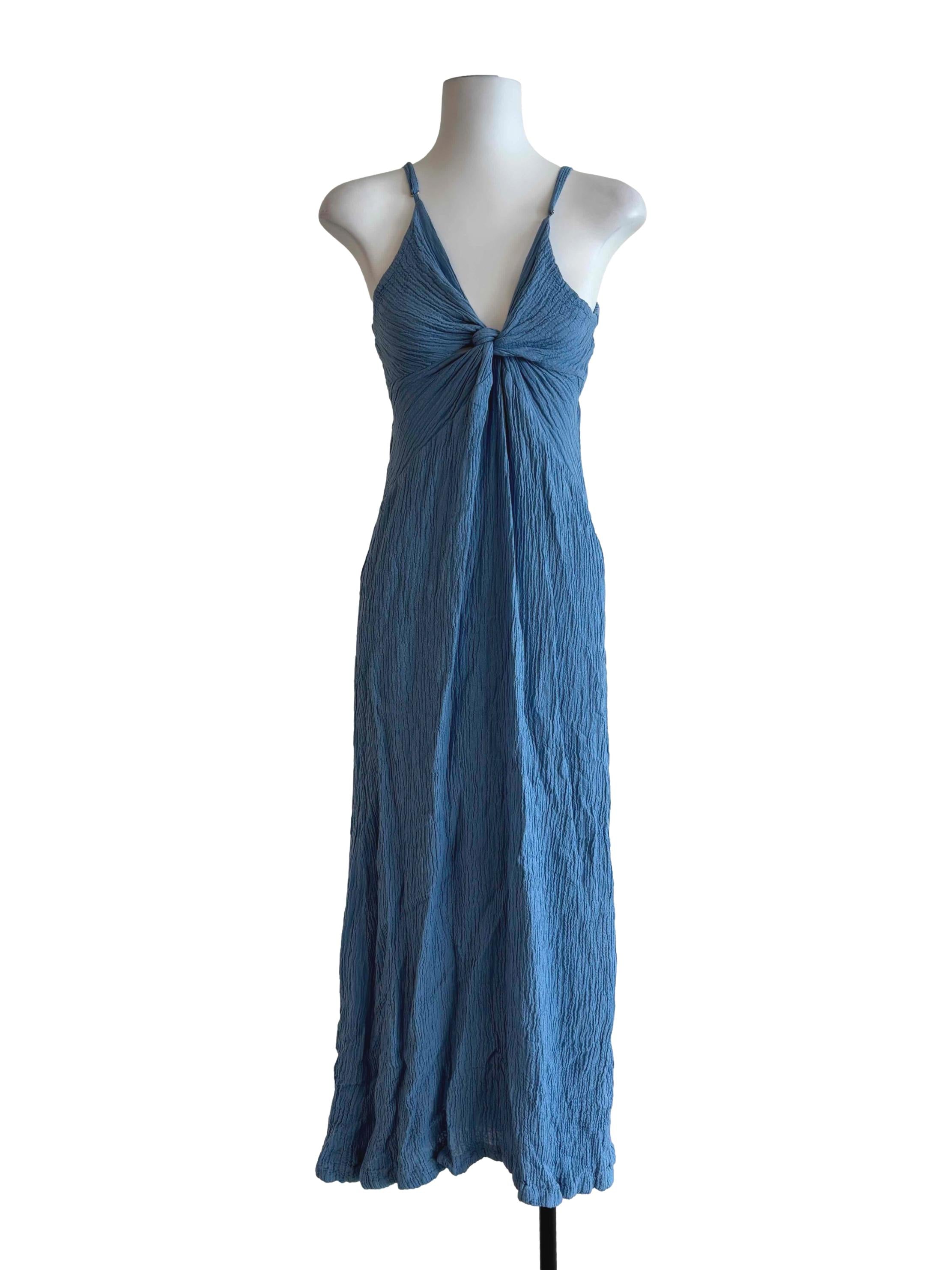 Aqua Blue Front Twist Beach Dress