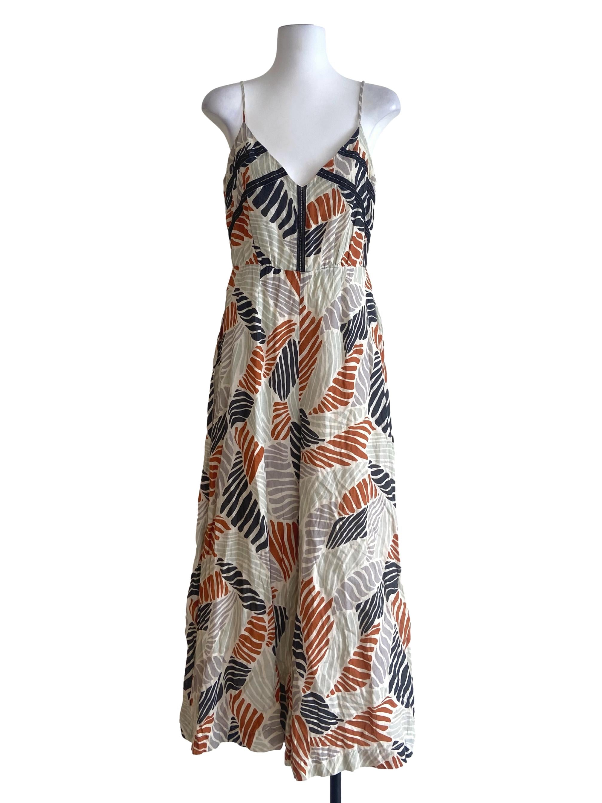White & Multicolor Spaghetti Strap Jumpsuit