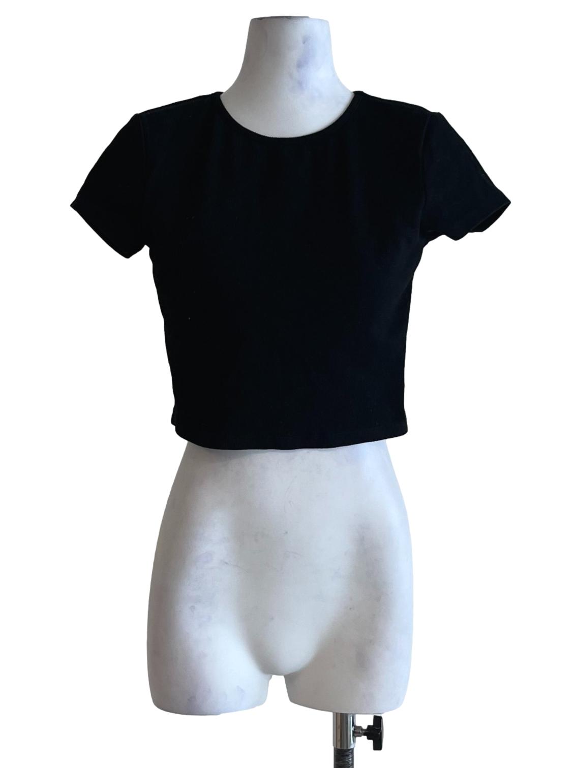 Black Open Back Crop Top