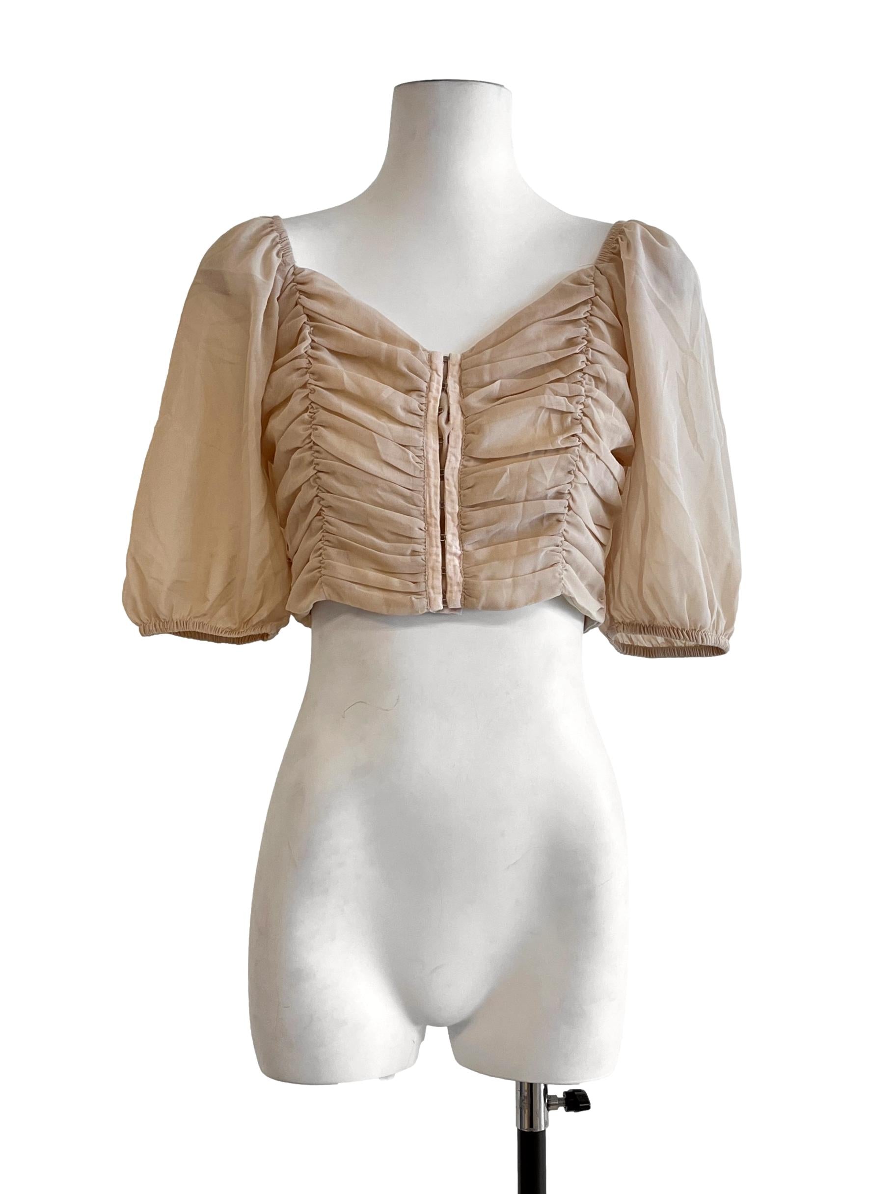 Bone White Sweetheart Cropped Top