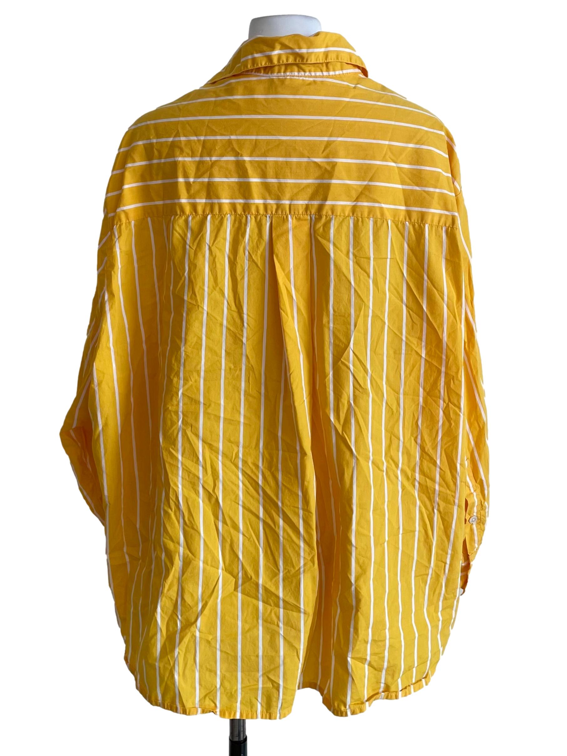 Honey Yellow Candy Stripe Oversized Shirt Dress