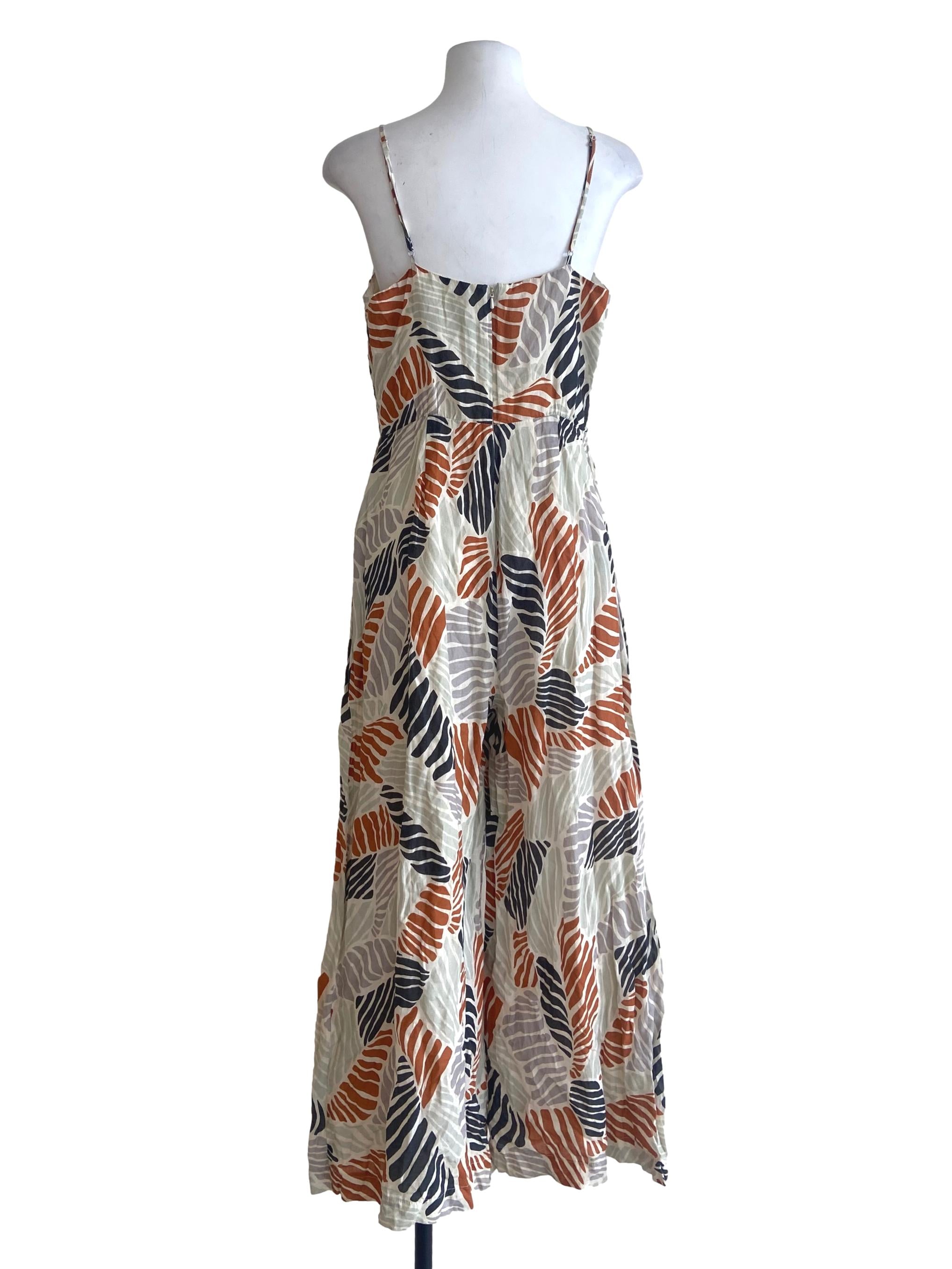 White & Multicolor Spaghetti Strap Jumpsuit