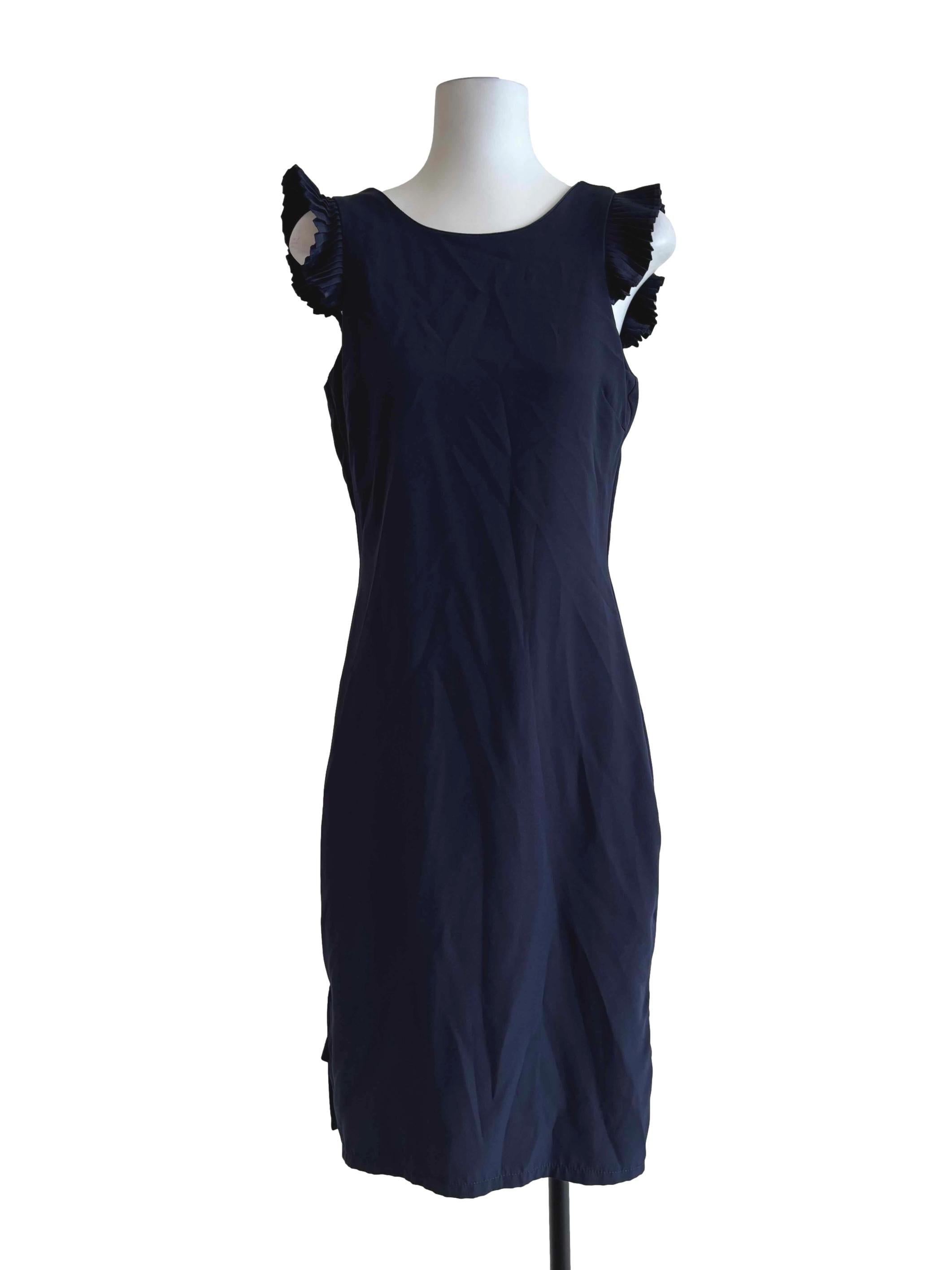 Navy Blue Sleeveless Sheath Dress