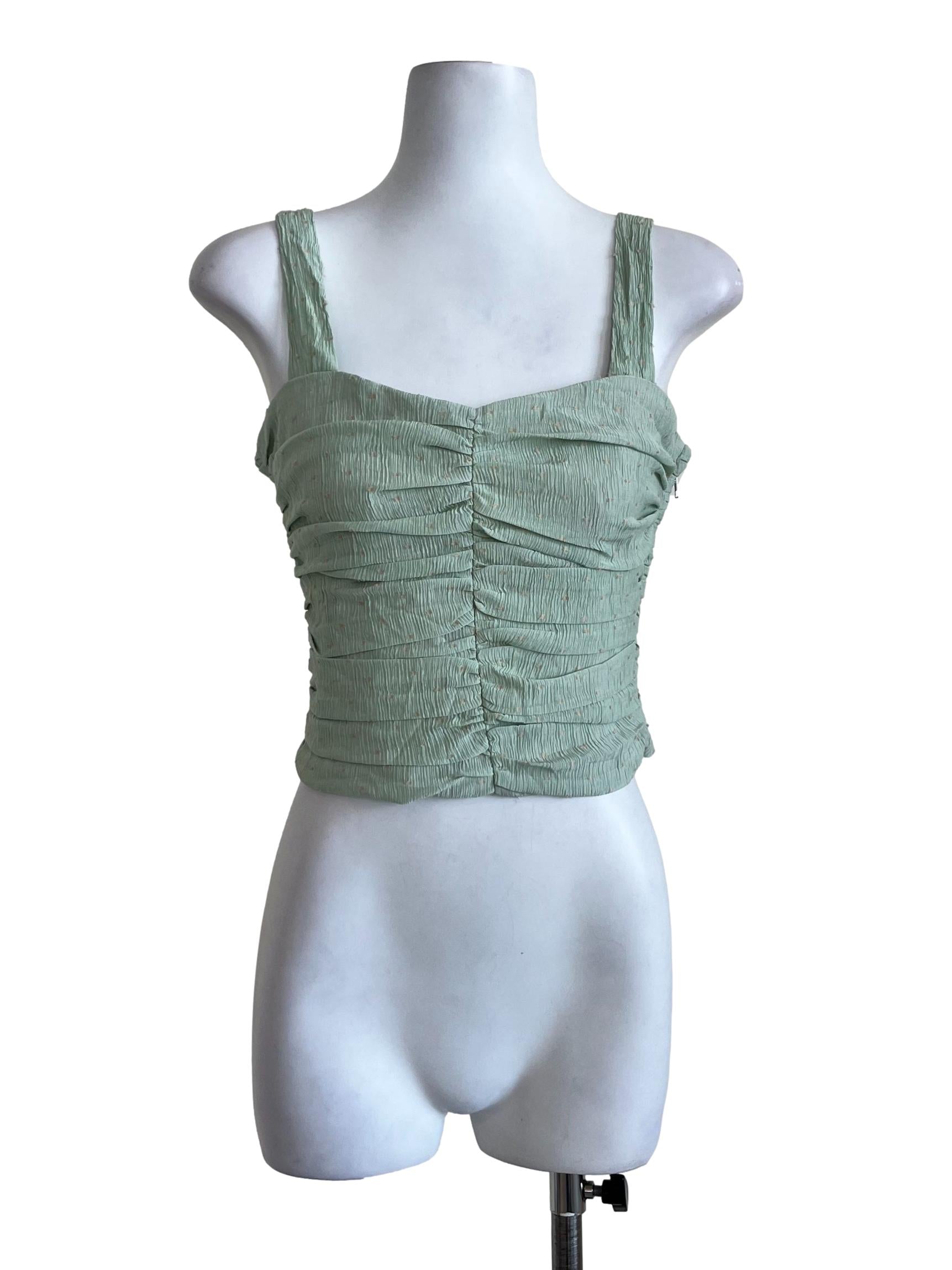 Green Pattern Side Zip Top