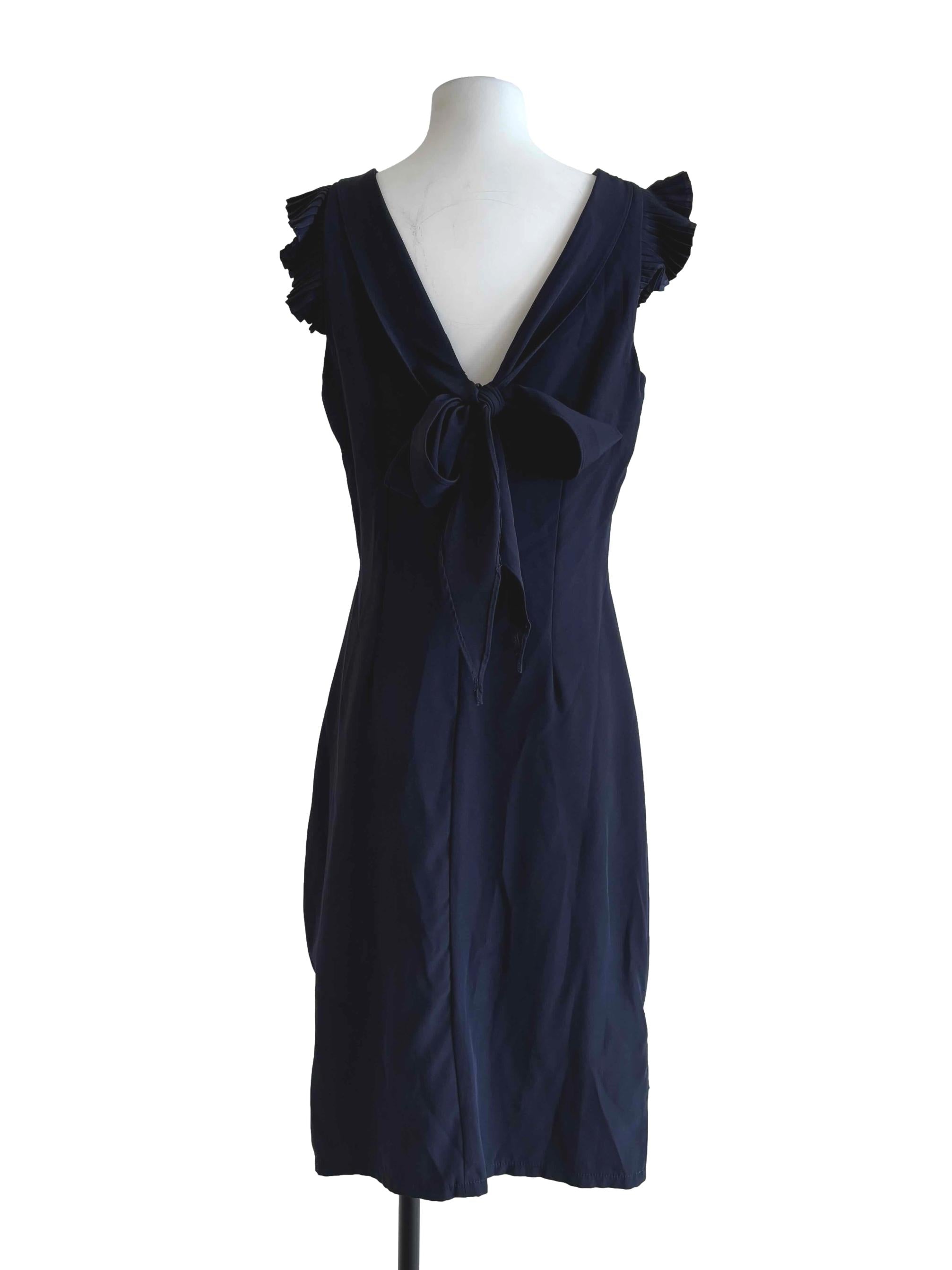 Navy Blue Sleeveless Sheath Dress