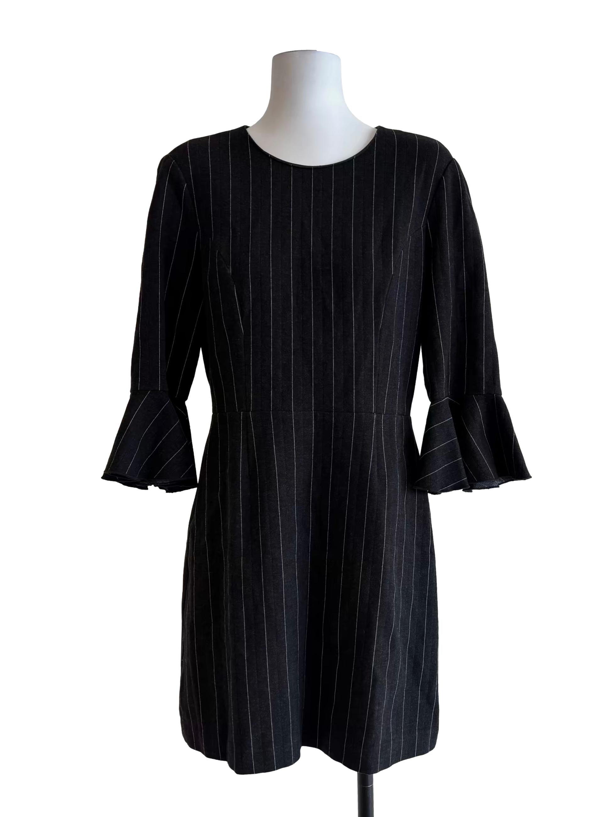 Jet Black Striped Mini Dress