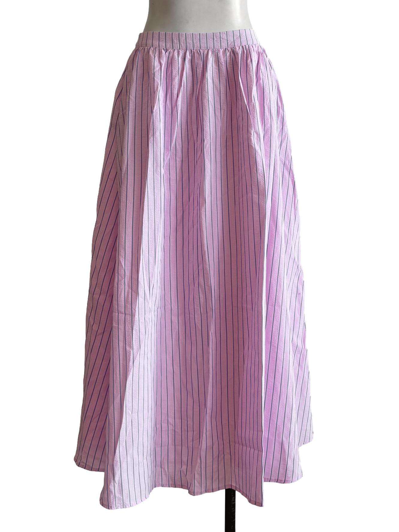 Light Pink Striped Cotton Skirt TTR