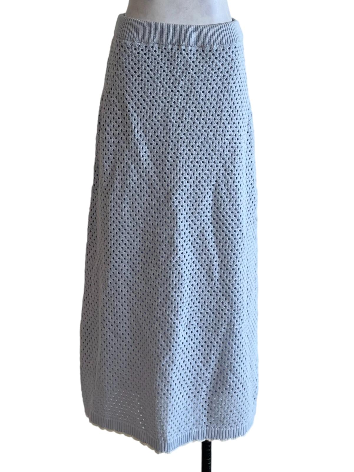 Sky Blue Knitted A-Line Skirt