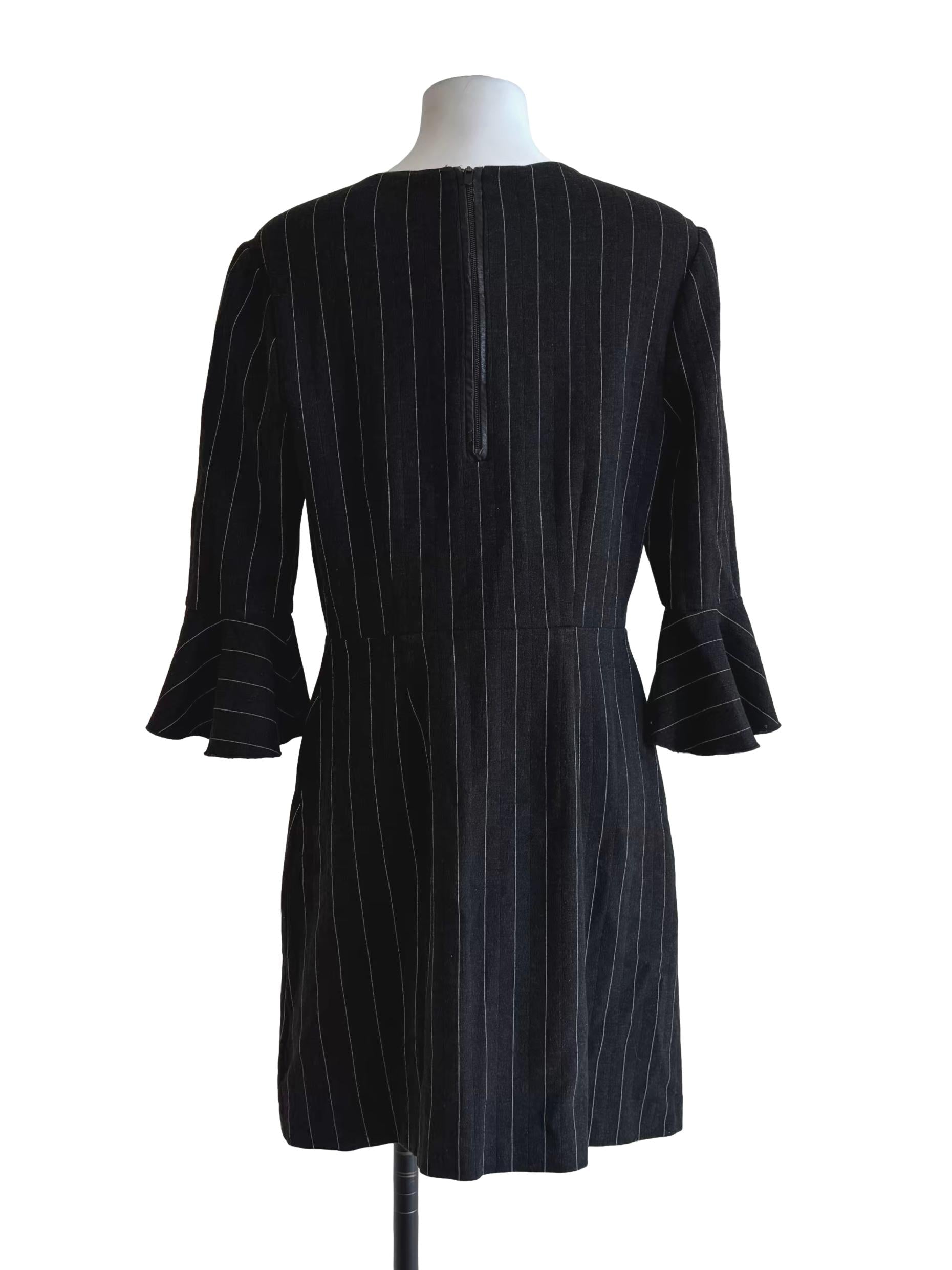 Jet Black Striped Mini Dress