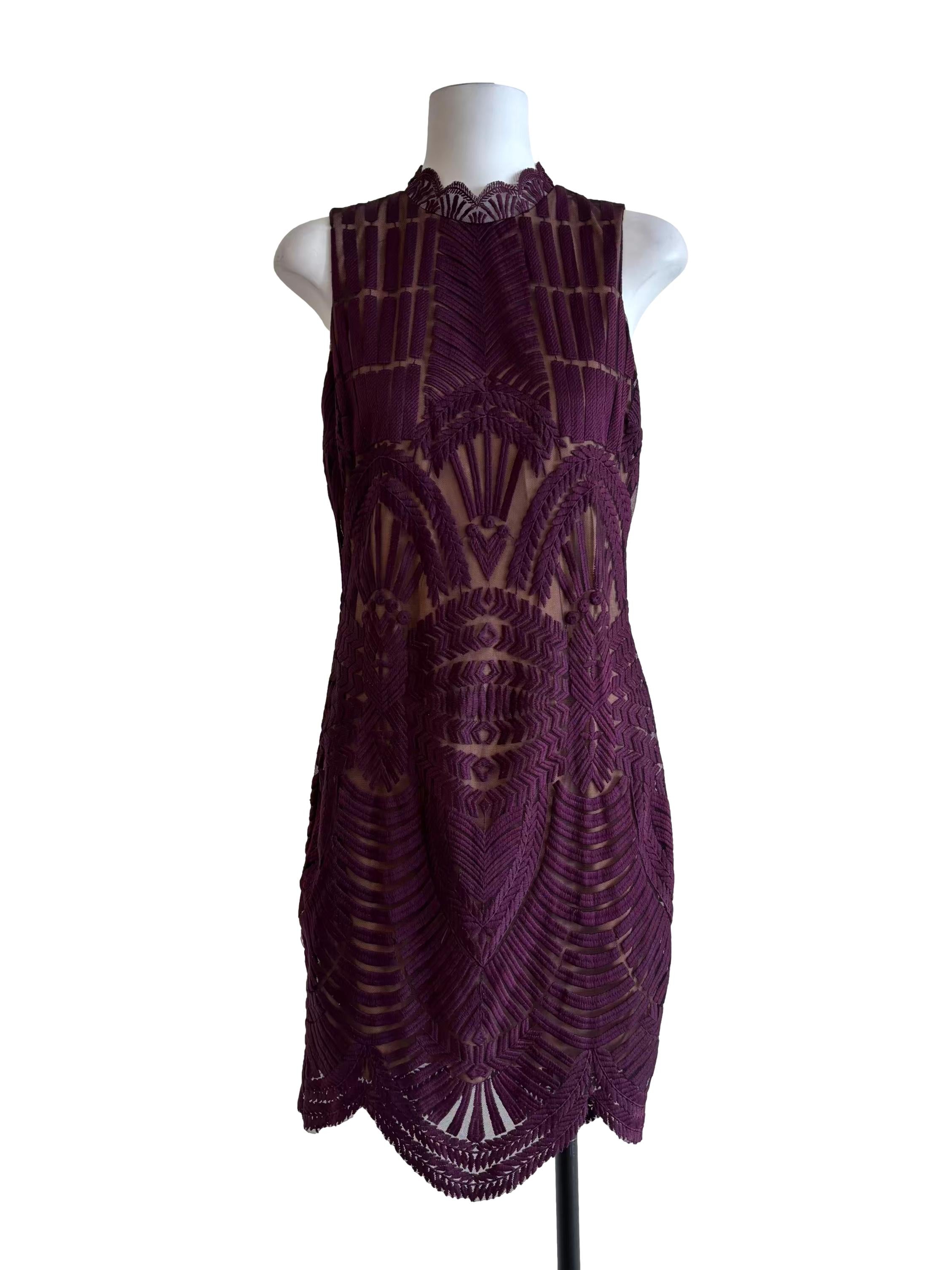 Plum Purple Lace Pencil Dress