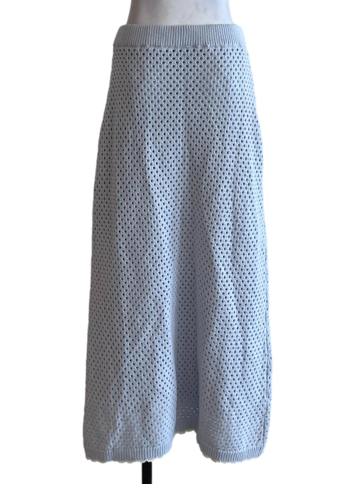 Sky Blue Knitted A-Line Skirt