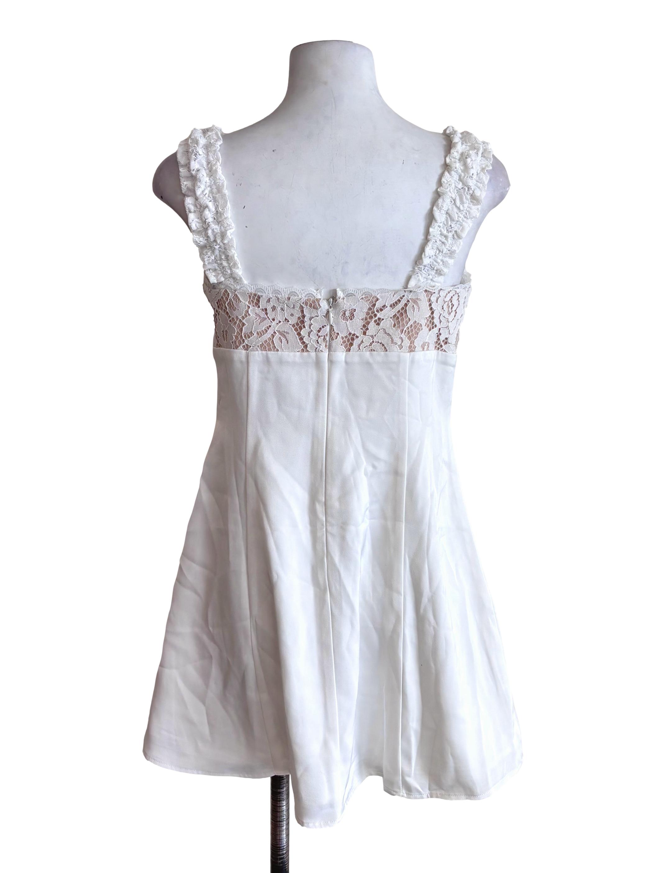White Lace Detail Mini Dress