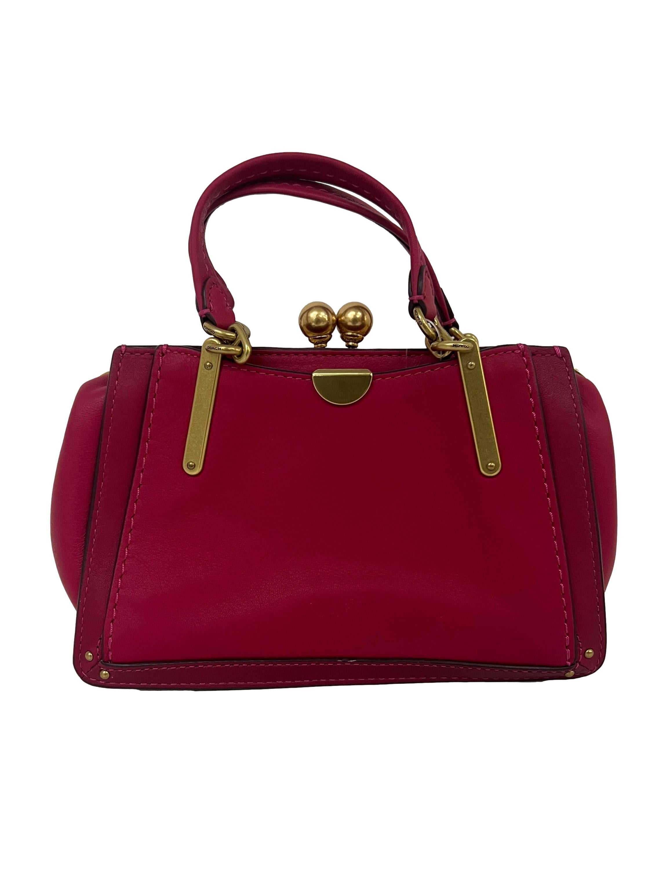 Magenta Pink Leather Dreamer Satchel Bag