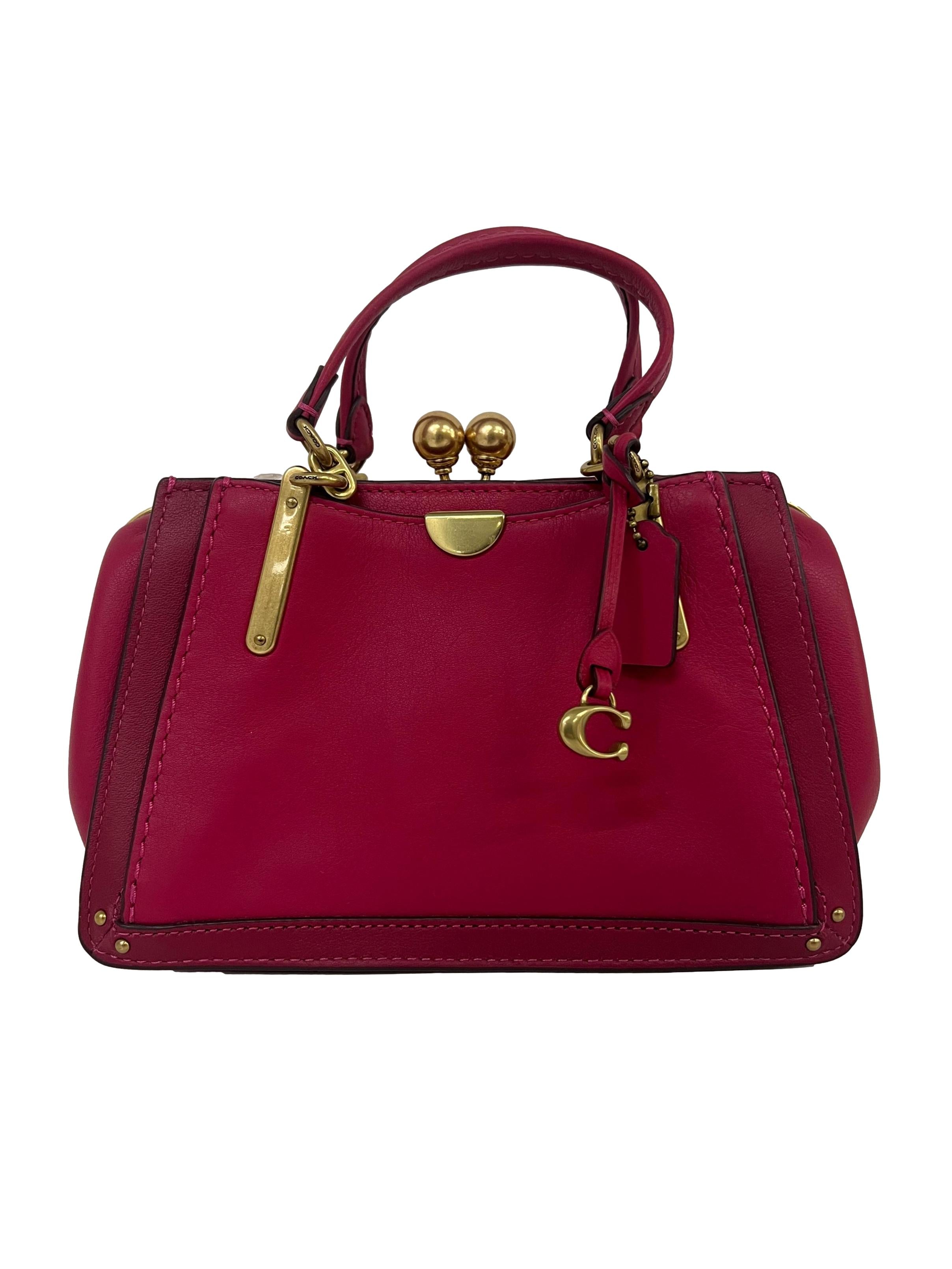 Magenta Pink Leather Dreamer Satchel Bag