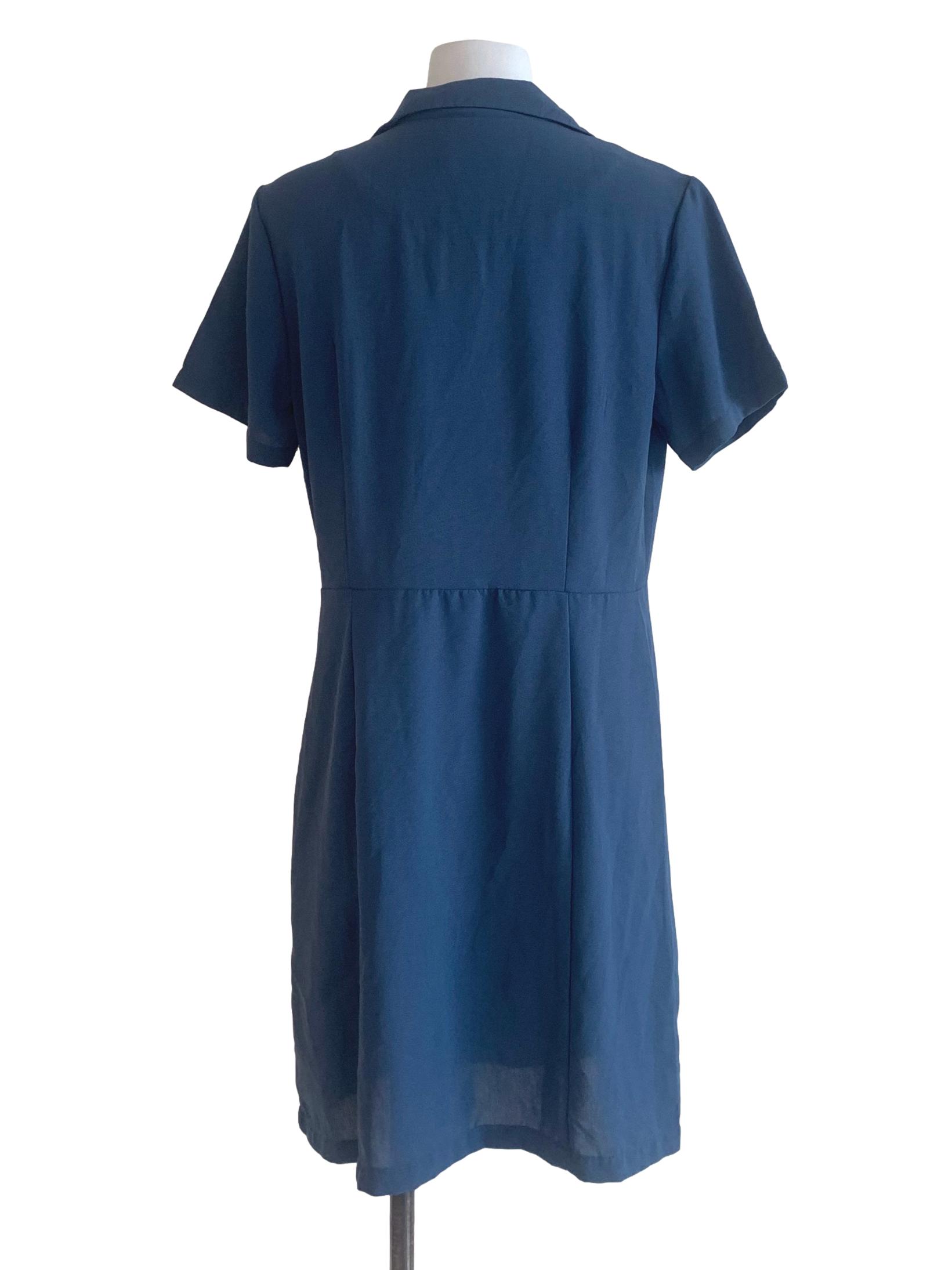 Stone Blue Notched Collar Dress