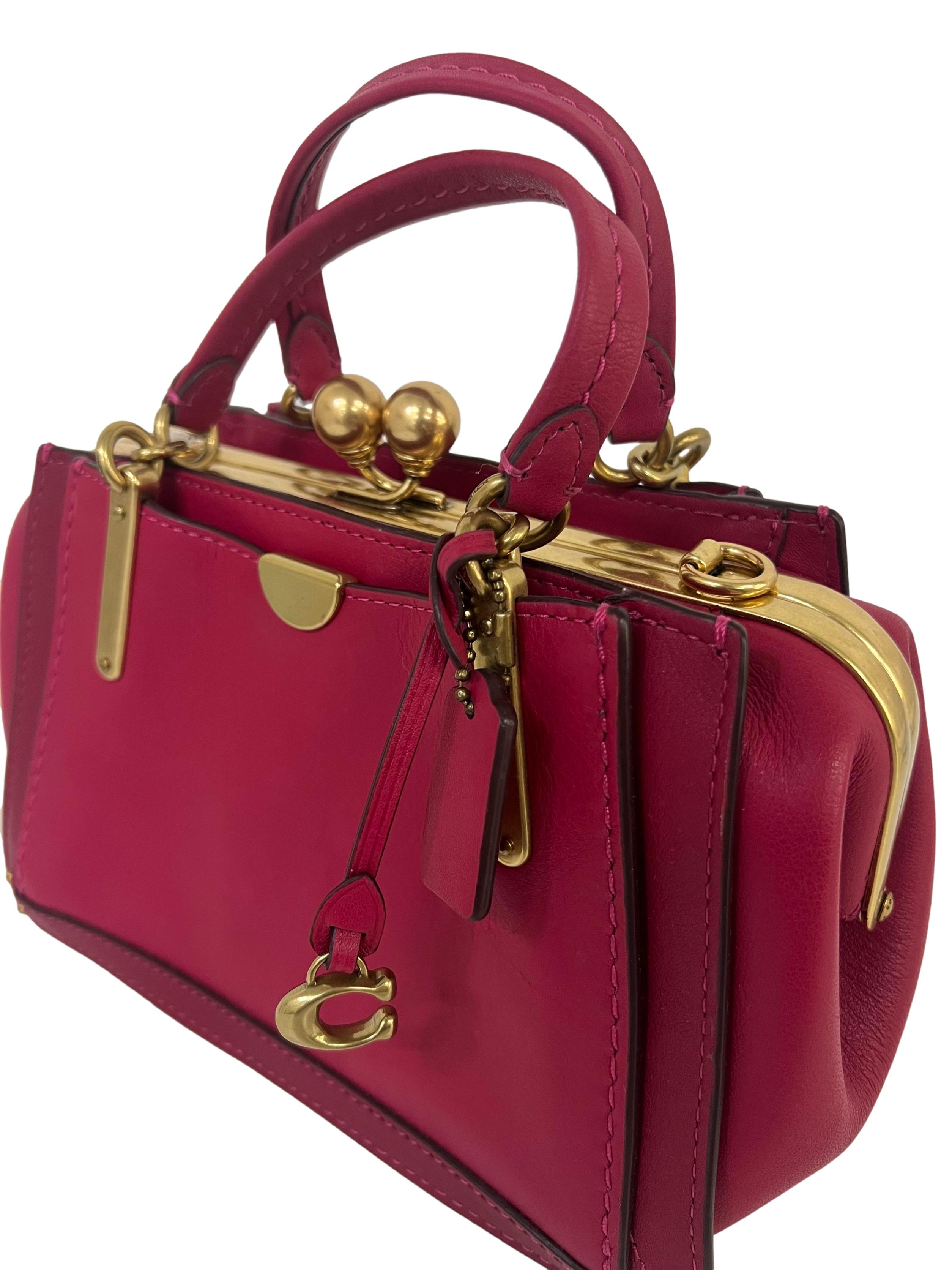 Magenta Pink Leather Dreamer Satchel Bag