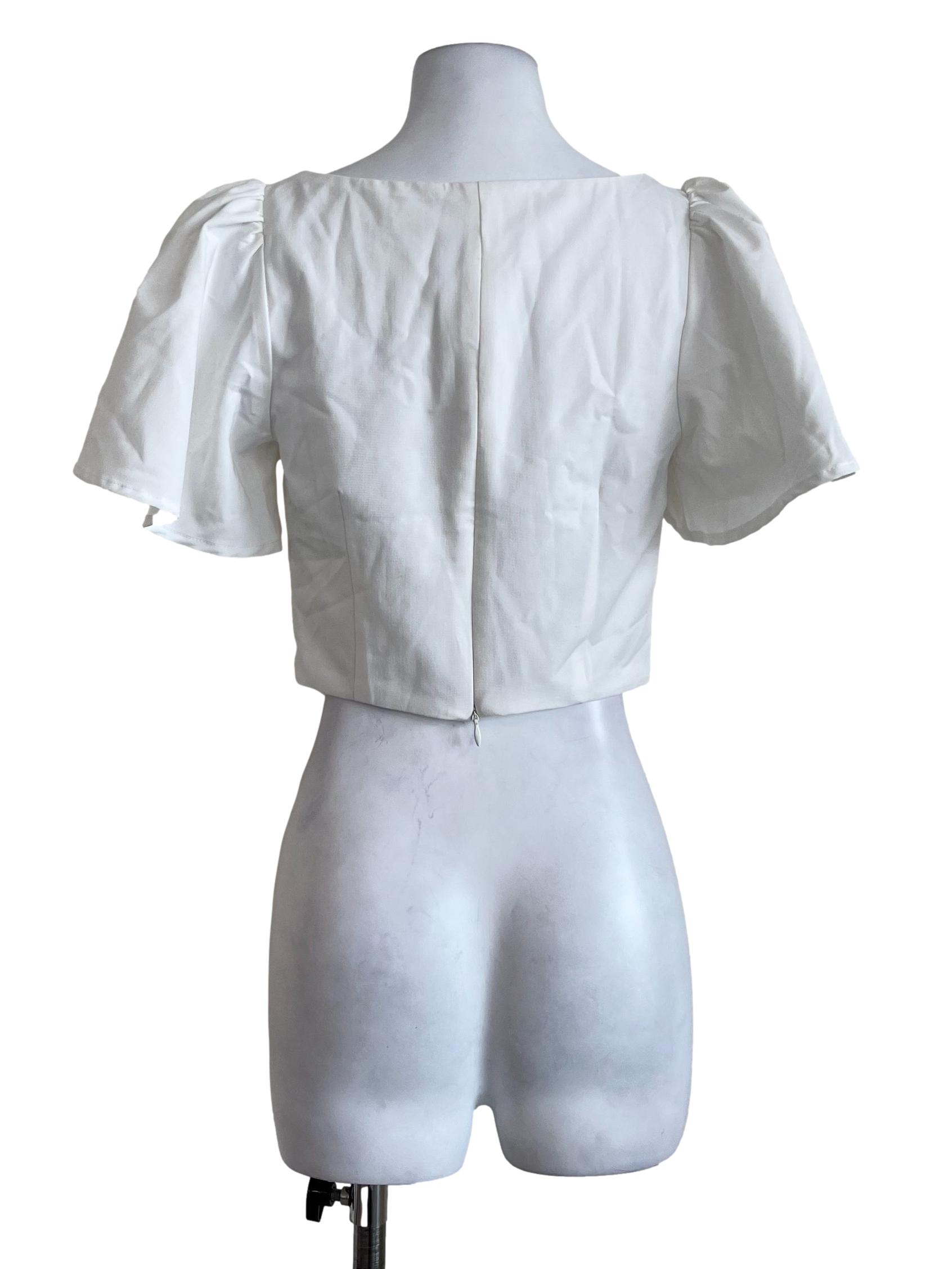 White Plain Short Sleeves Blouse