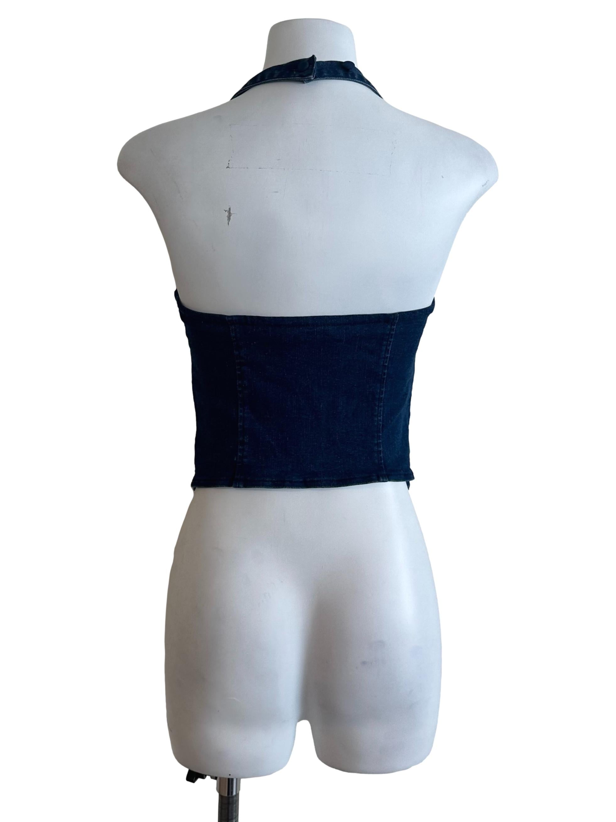 Dark Blue Denim Halter Top