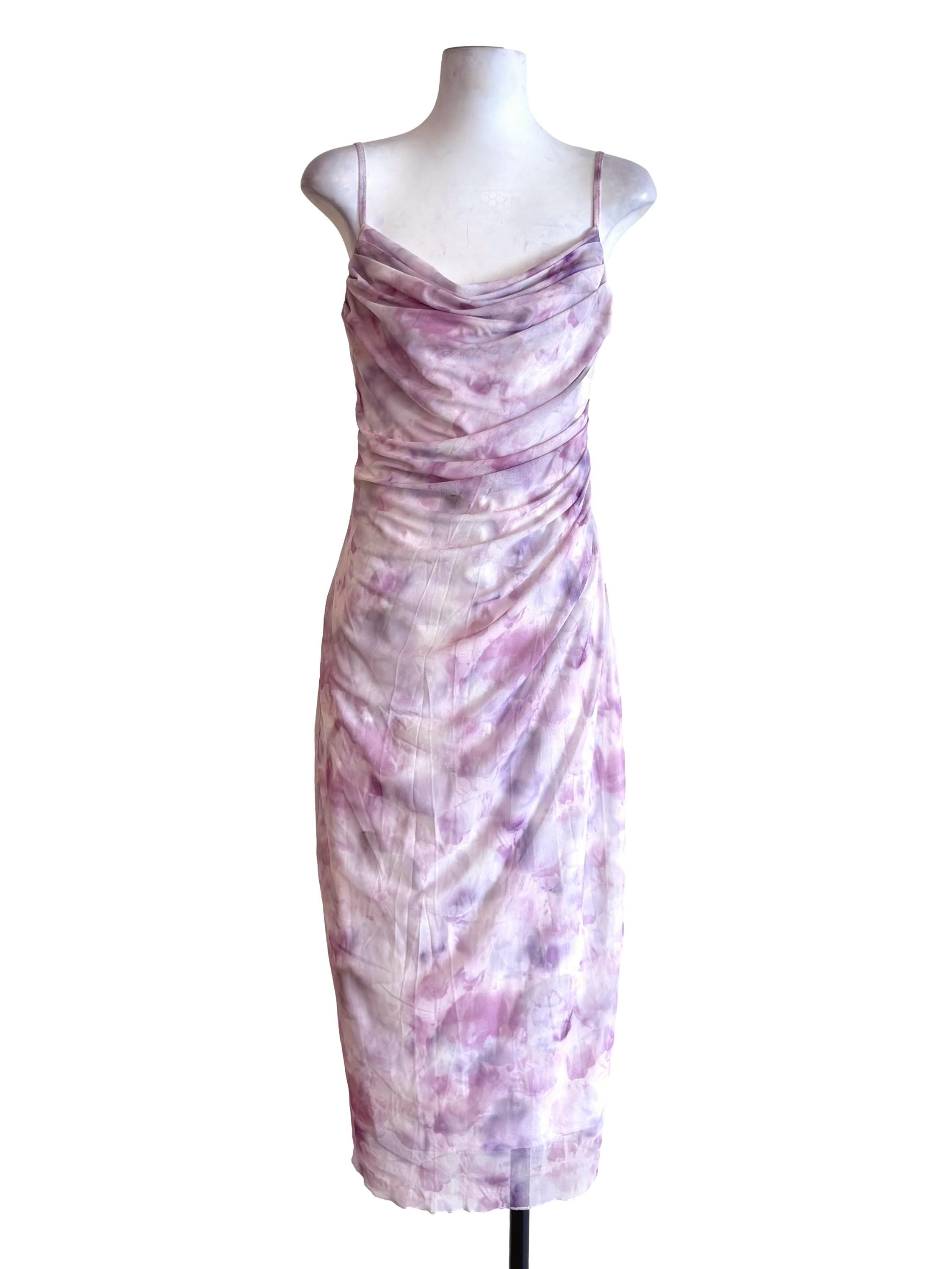 Lilac Prints Draped Dress