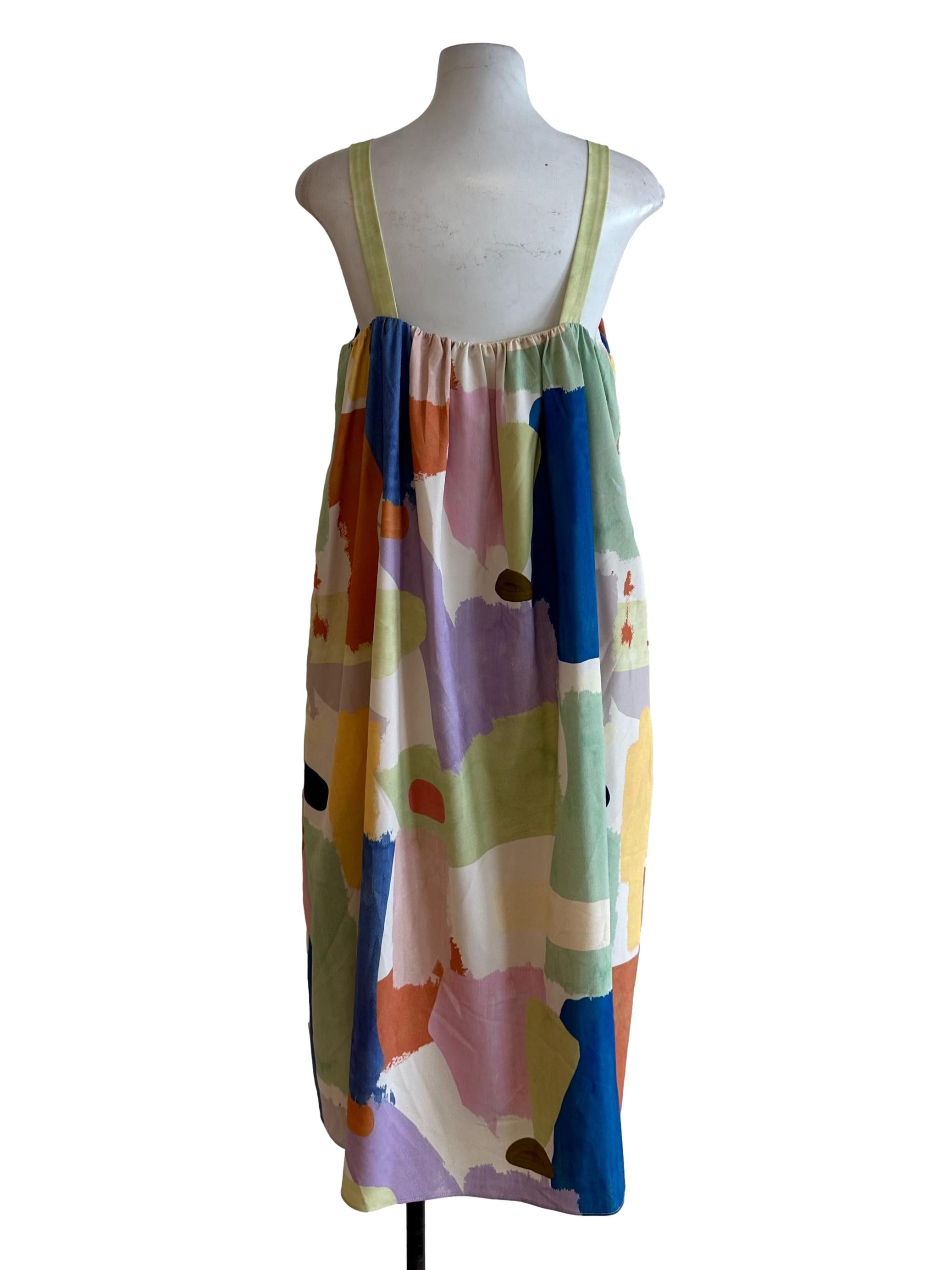 Multicolour Square Neck Abstract Pattern Tent Dress OSN