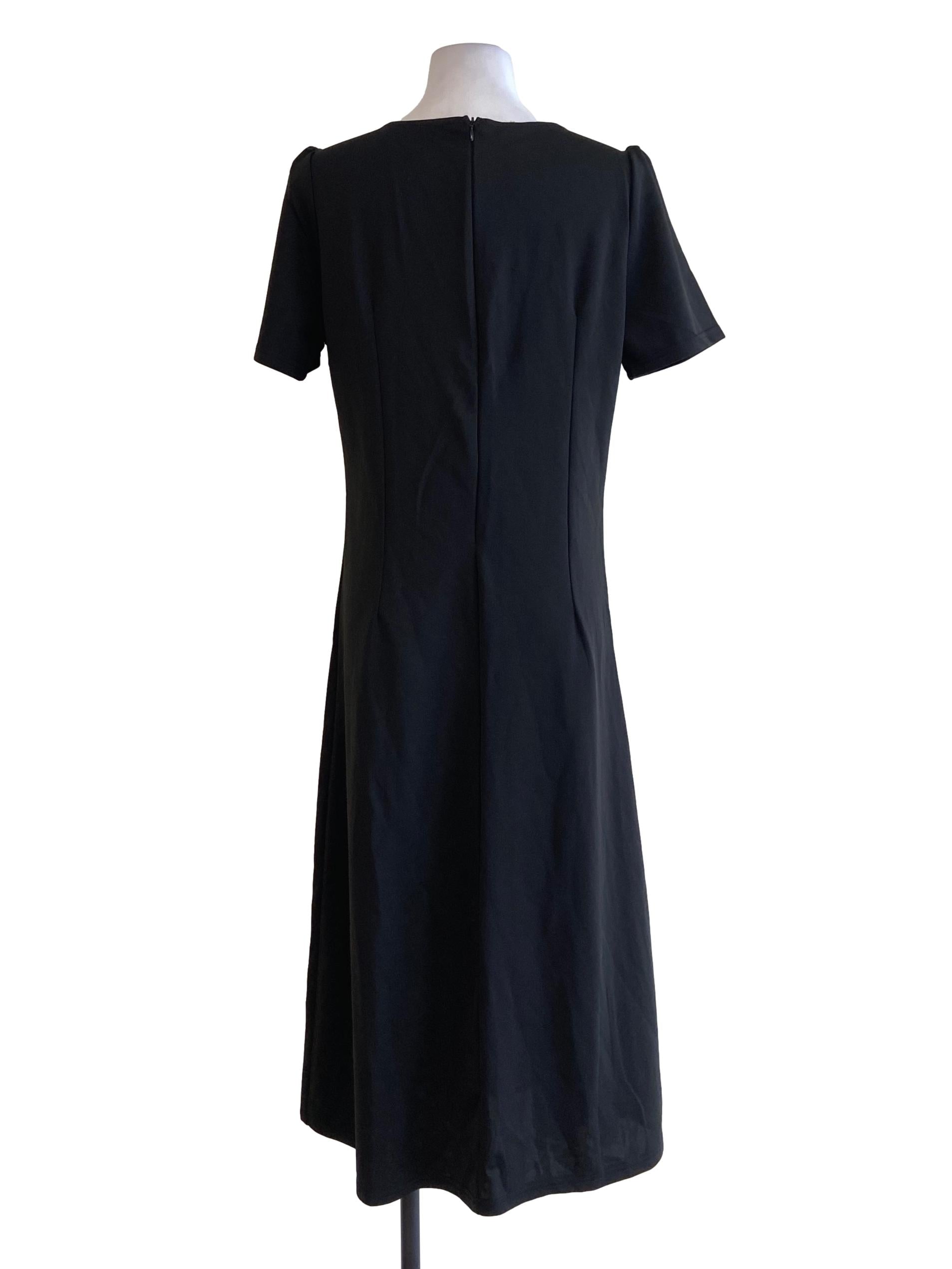 Black Twill Slit Slip Dress