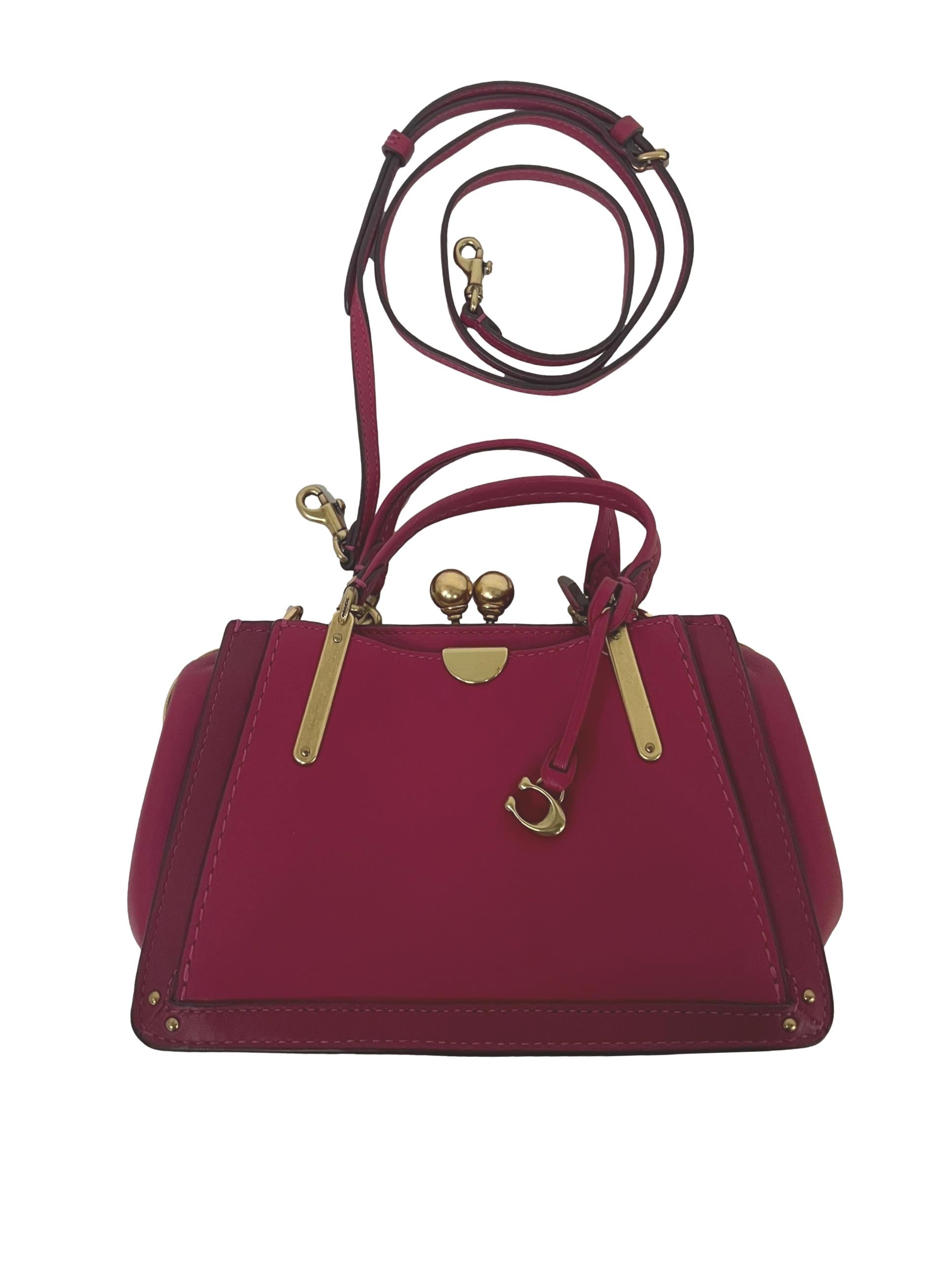 Magenta Pink Leather Dreamer Satchel Bag