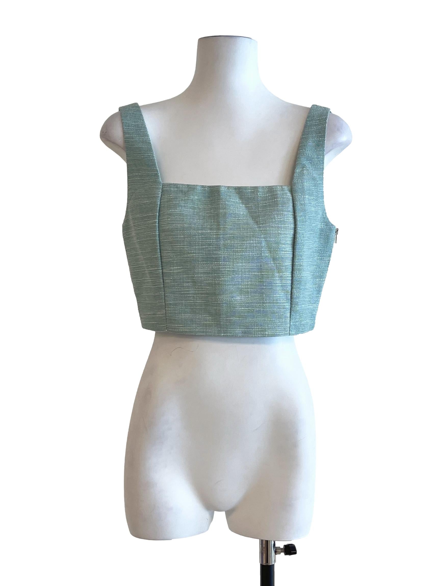 Turquoise Green Square Sleeveless Top LB