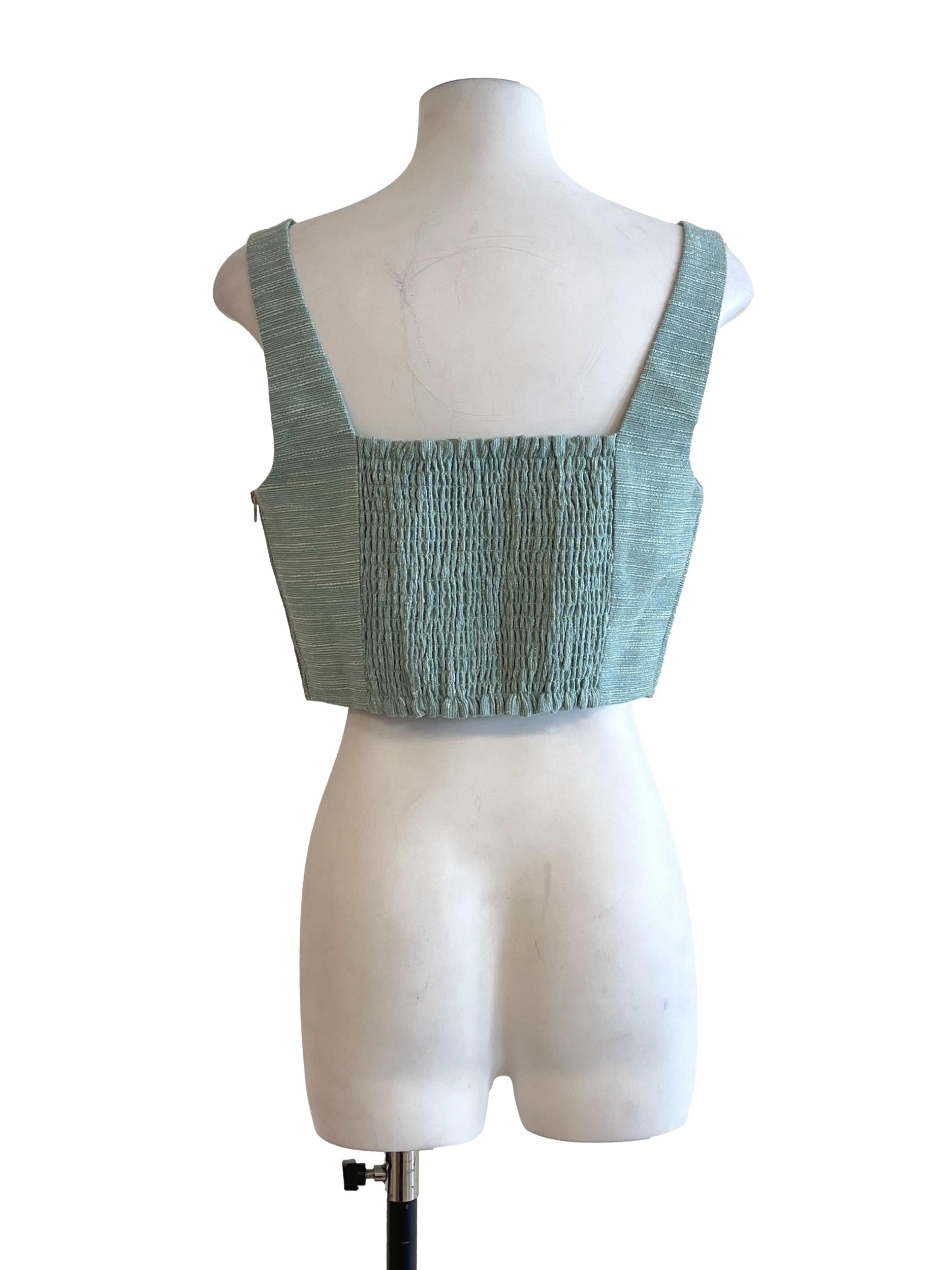 Turquoise Green Square Sleeveless Top LB