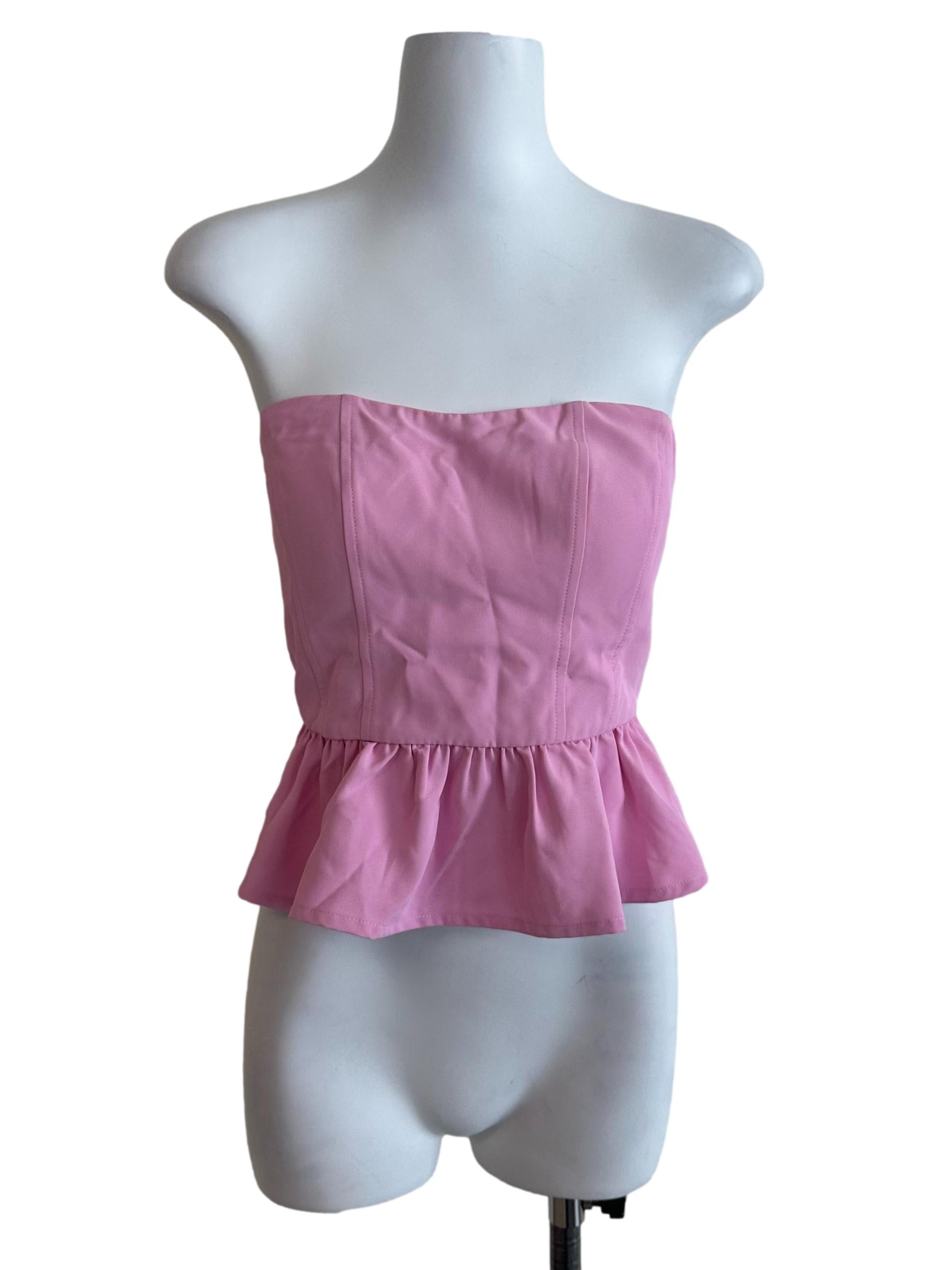 Candy Pink Peplum Tube Top