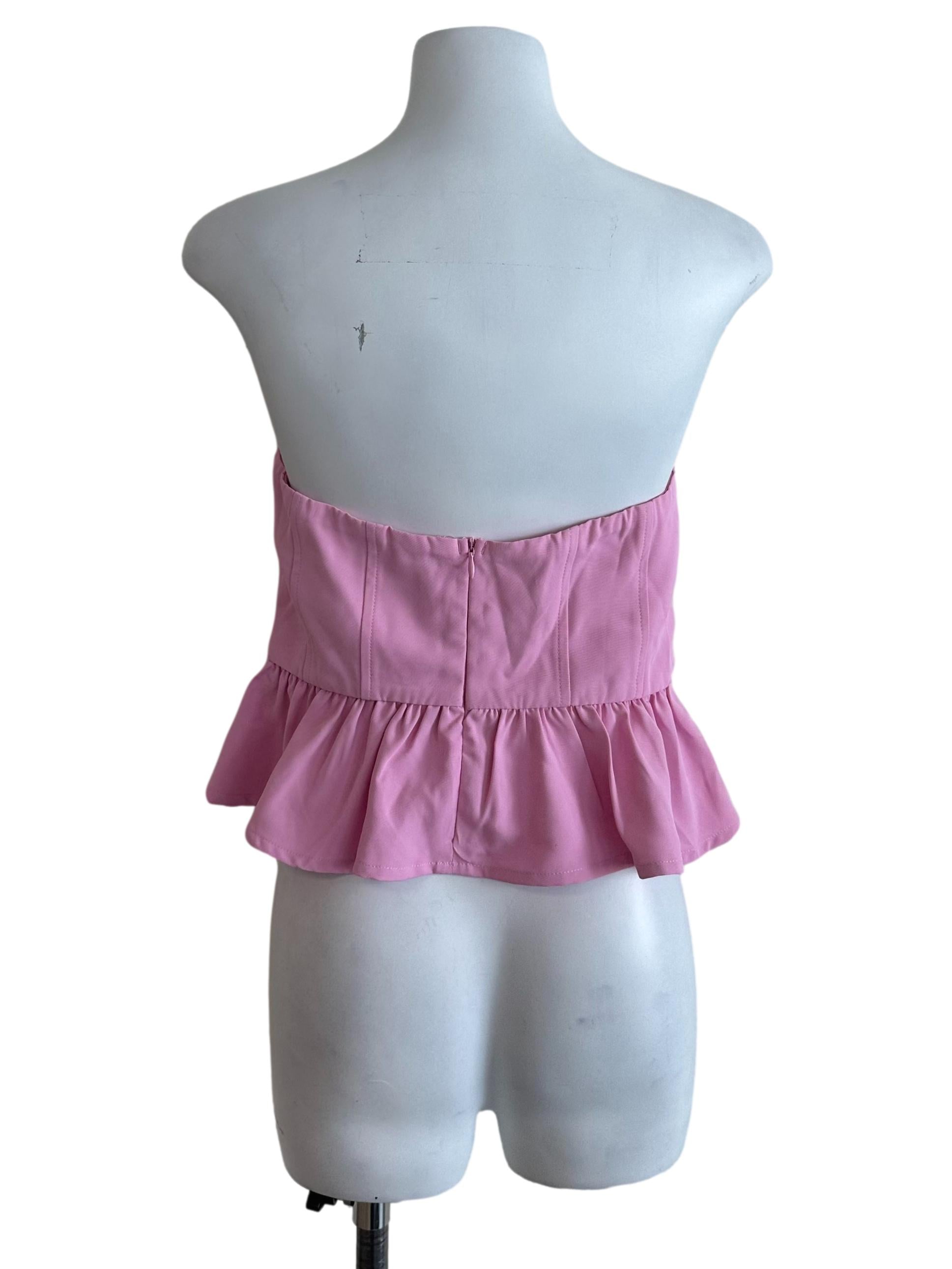 Candy Pink Peplum Tube Top