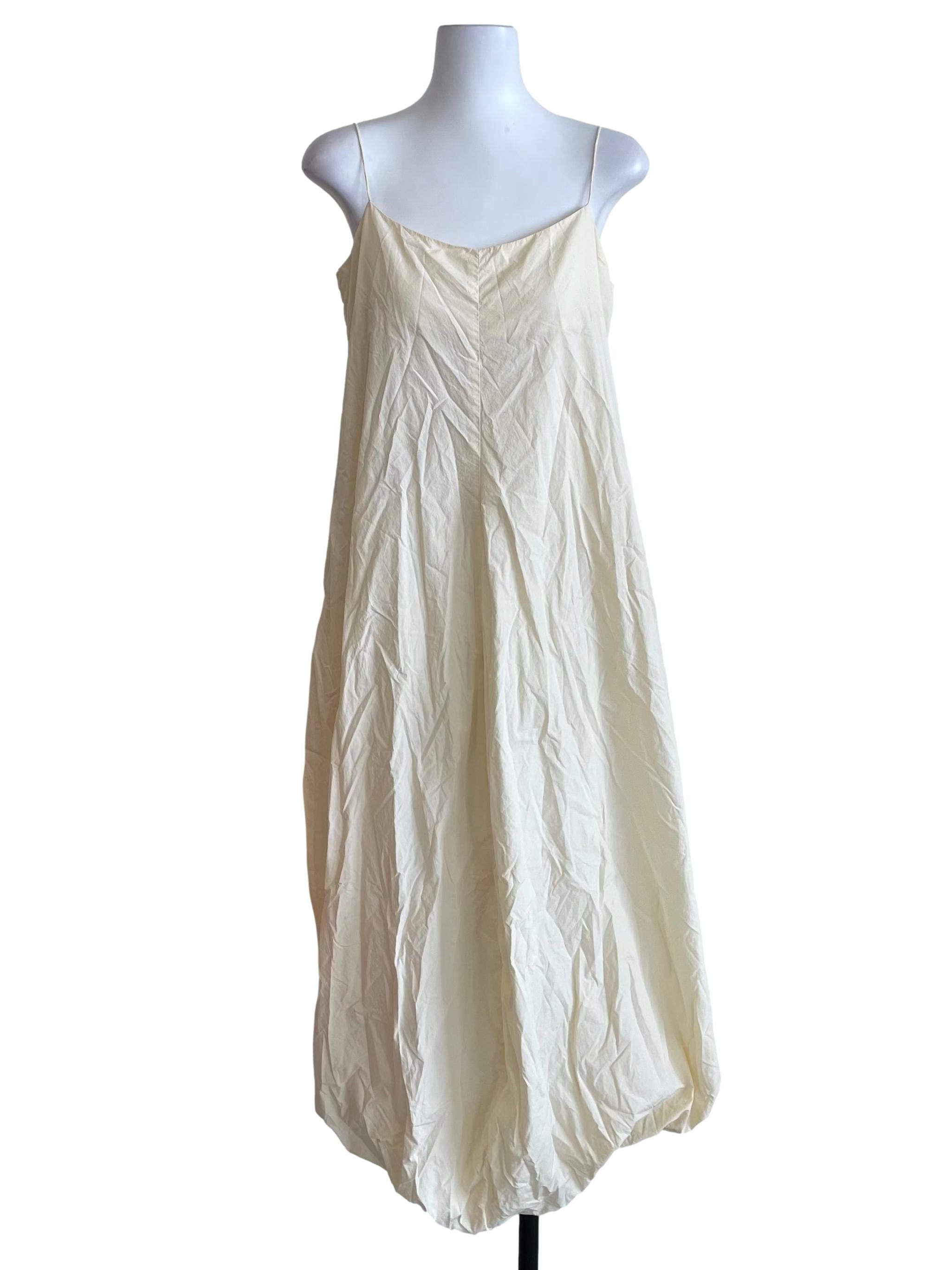 Cream White Baggy Flower Bud Cami Dress