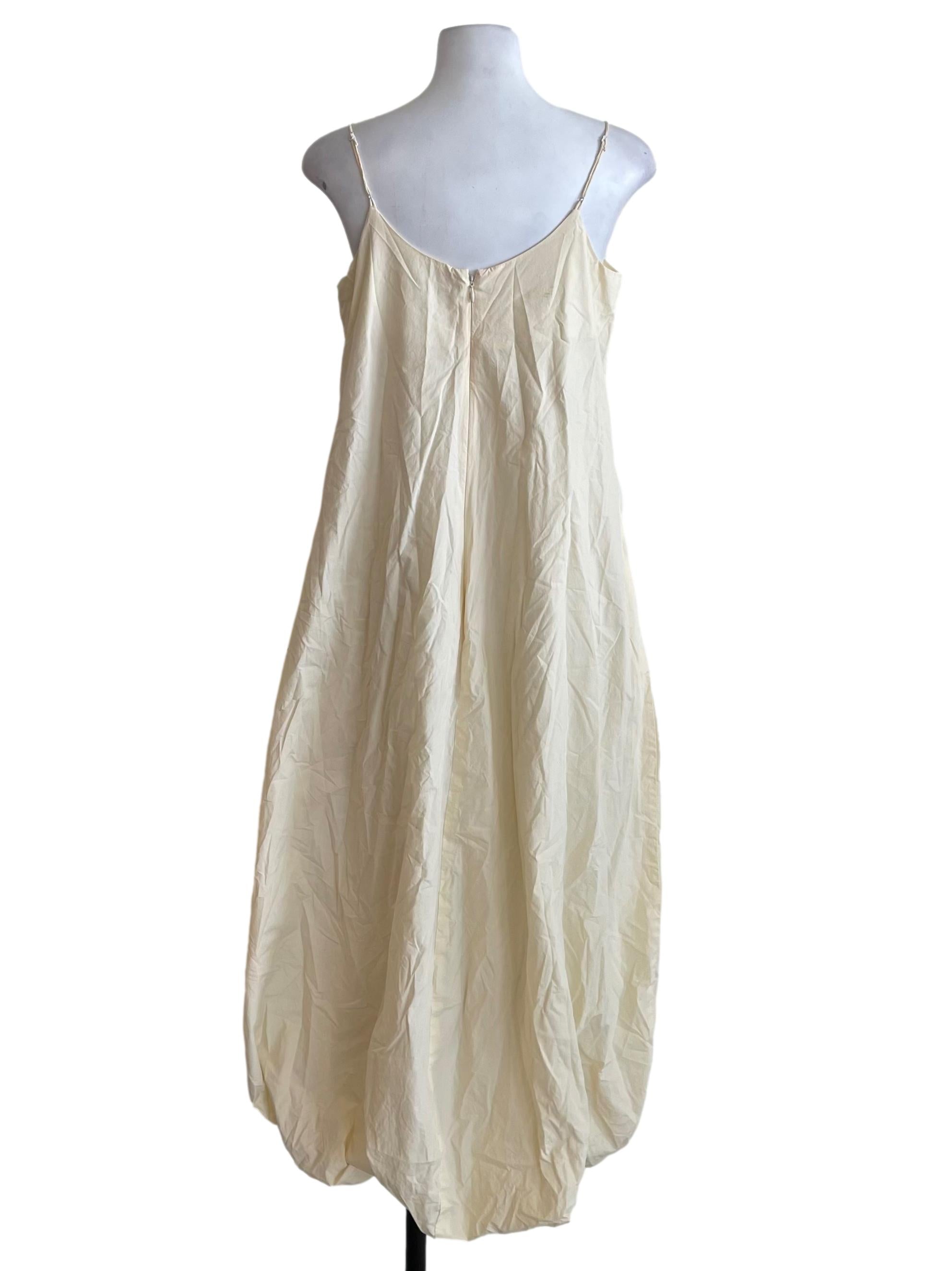 Cream White Baggy Flower Bud Cami Dress