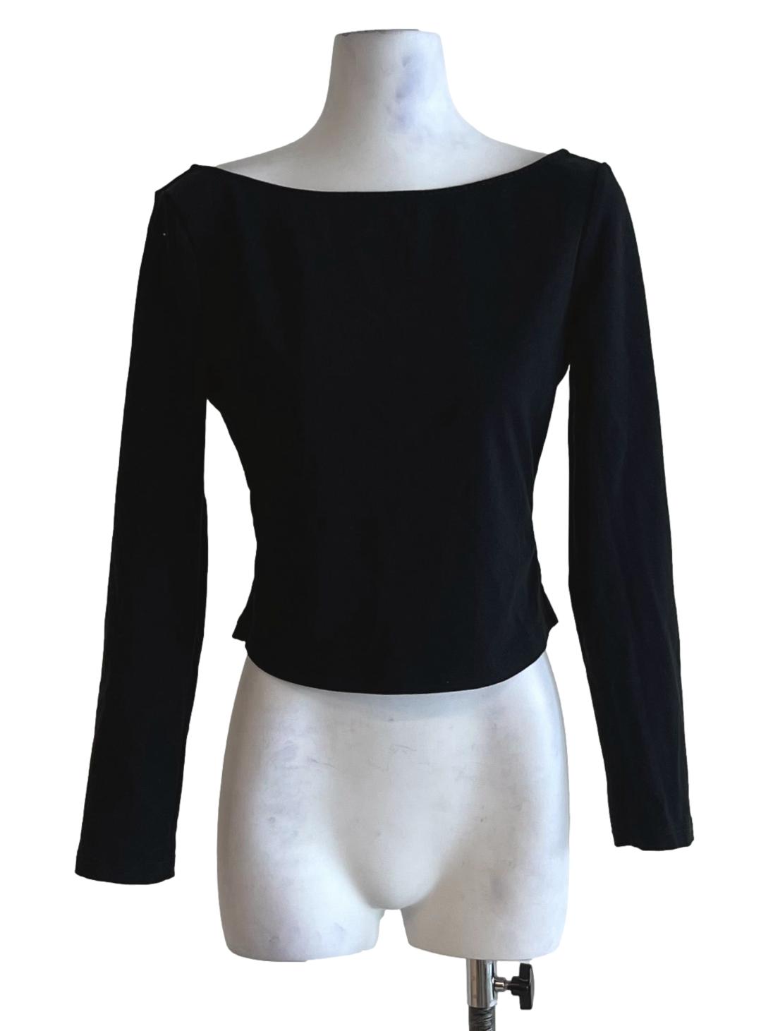 Black Sabrina Neckline Blouse