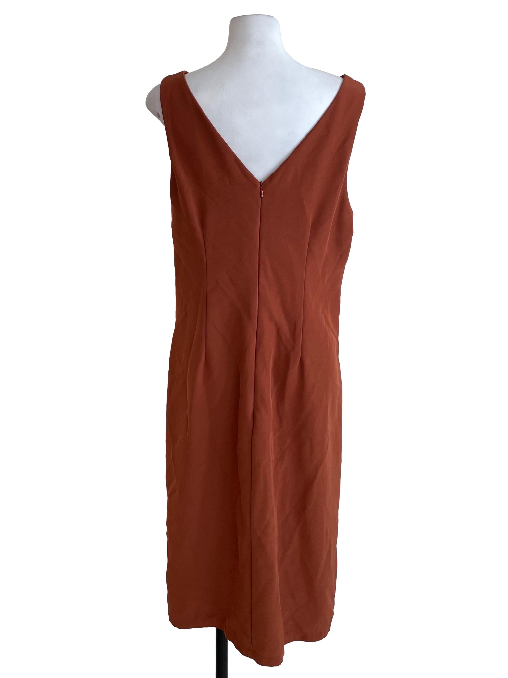 Brick Orange V Neck Slip Dress