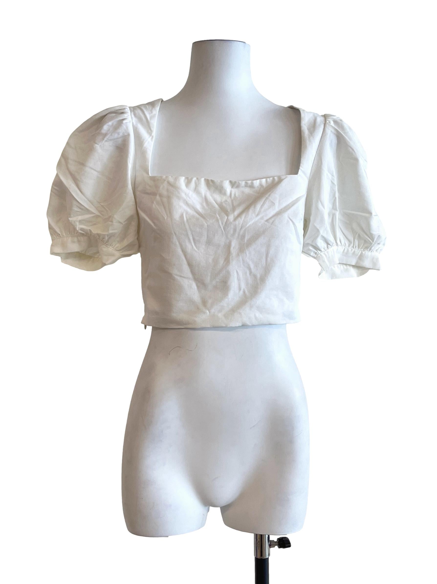 Daisy White Square Cropped Top