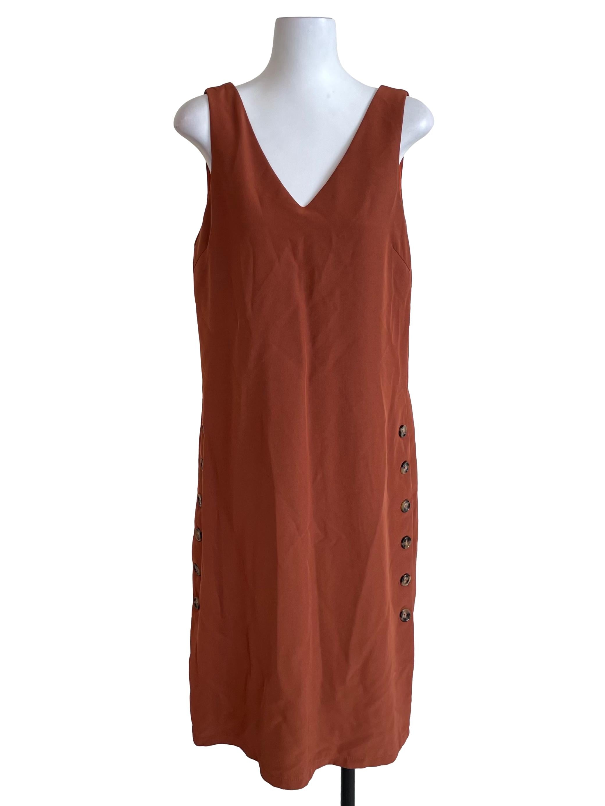 Brick Orange V Neck Slip Dress
