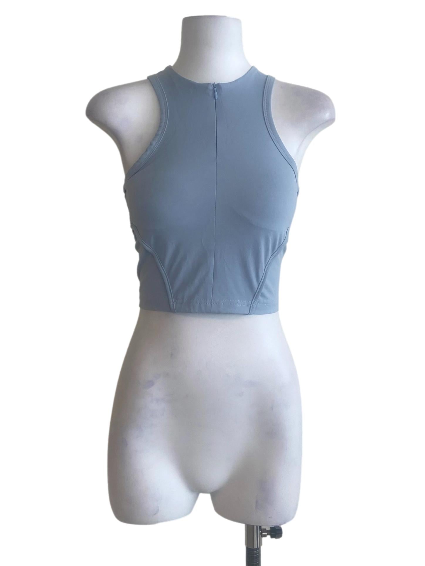 Blue Eris Zip Front Padded Top