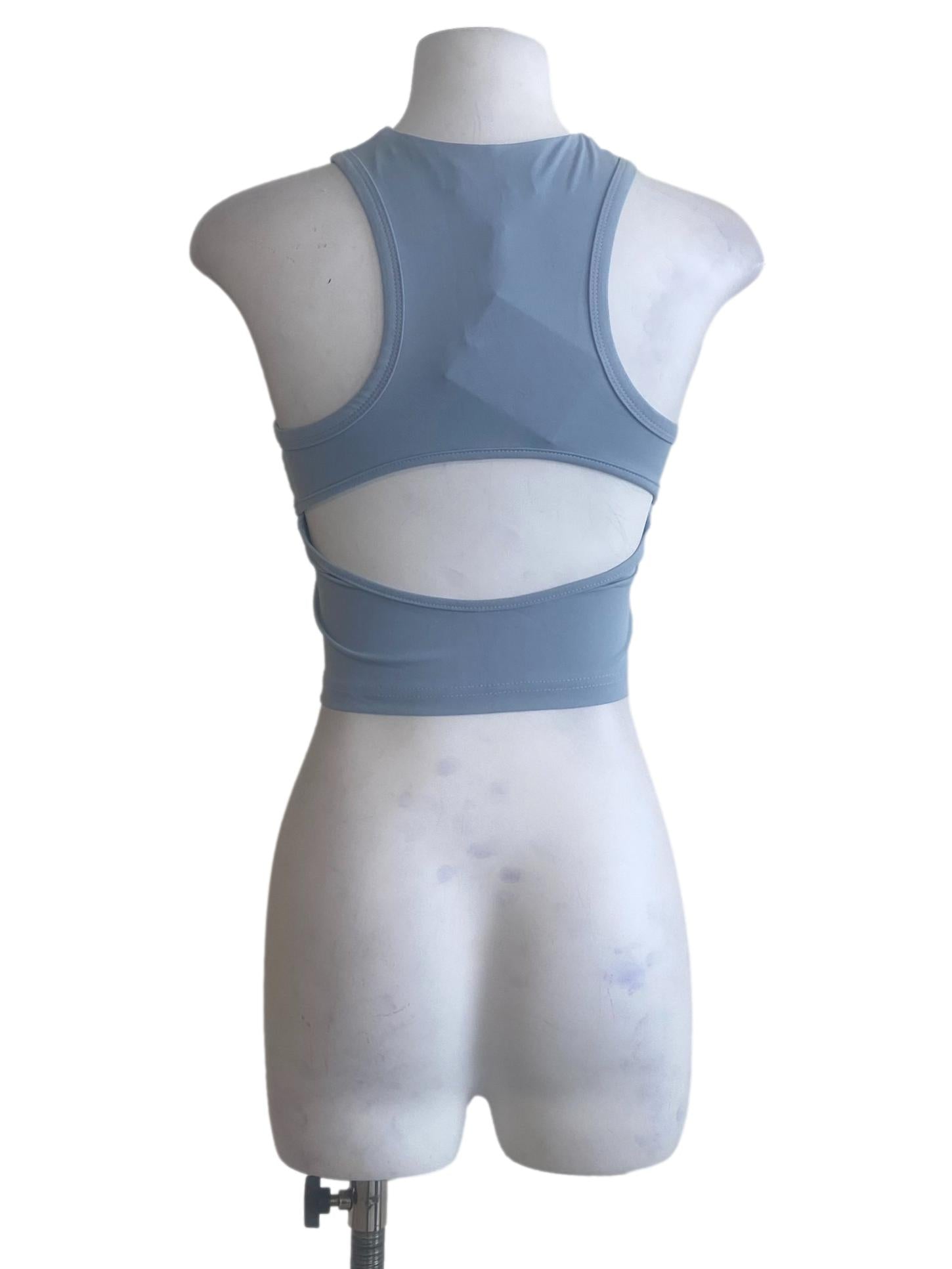 Blue Eris Zip Front Padded Top