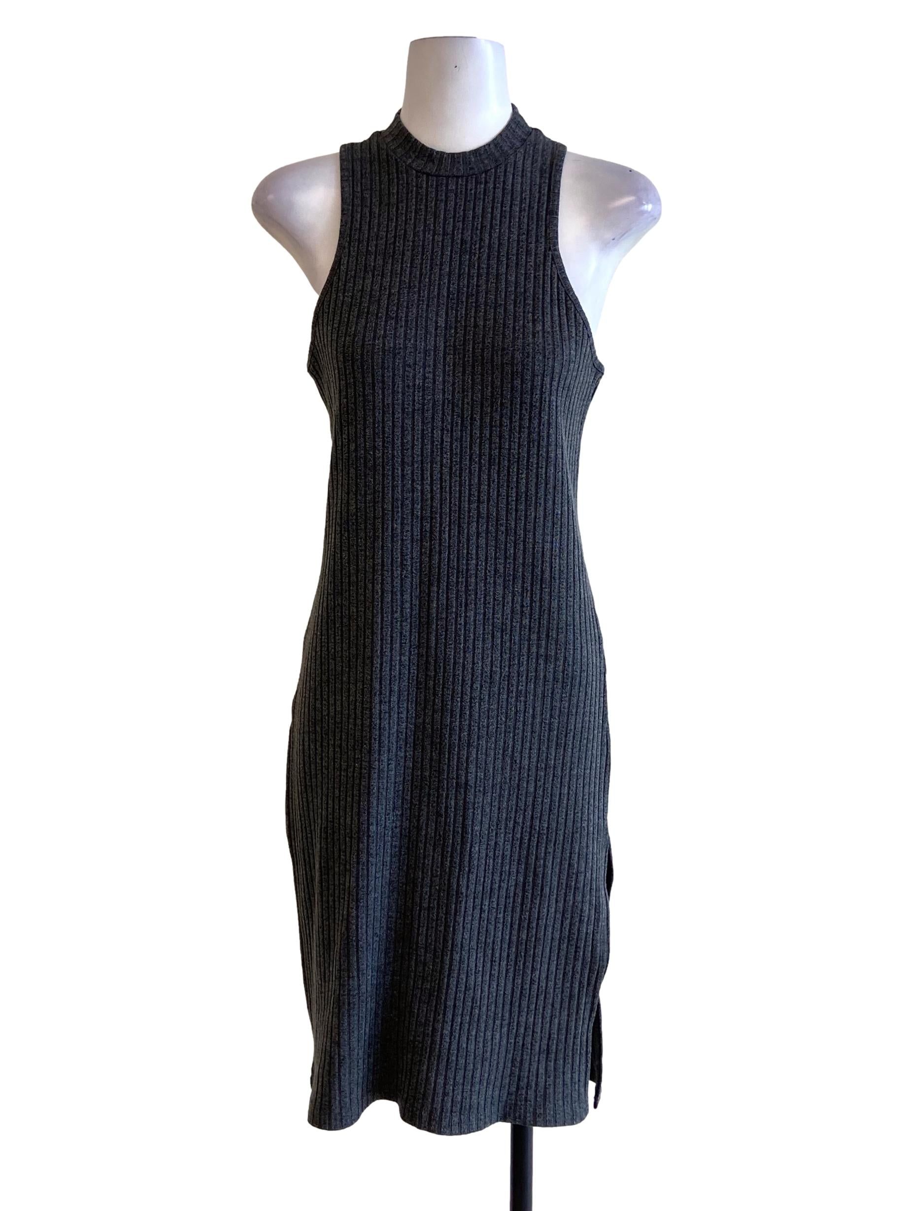 Pebble Grey Bengal Stripe Halter Neck Bodycon Dress TEM