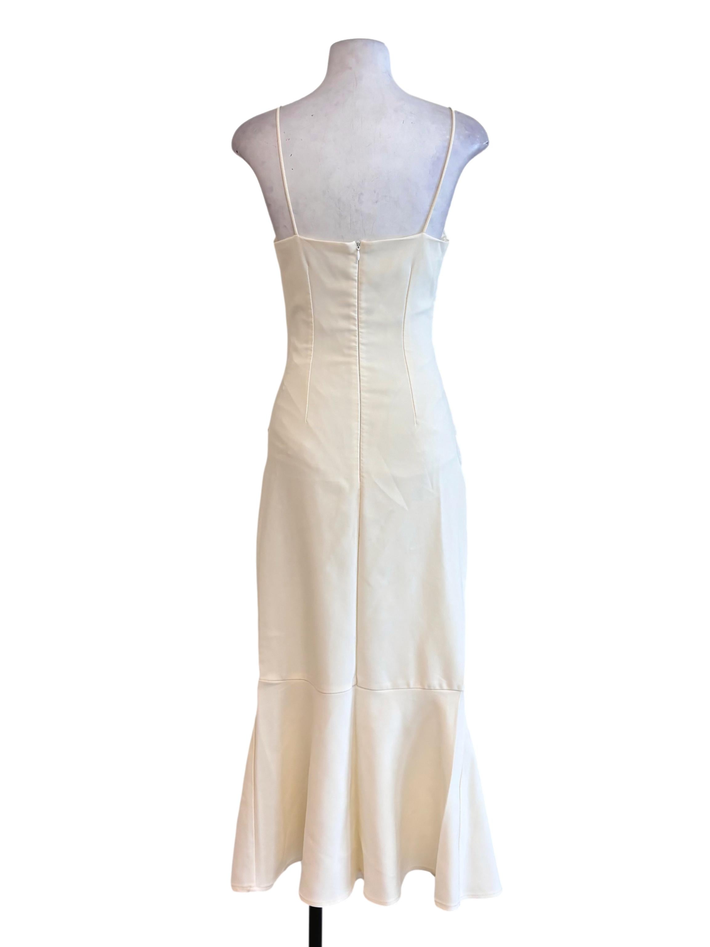 Cream White Ruched Fitted Dress
