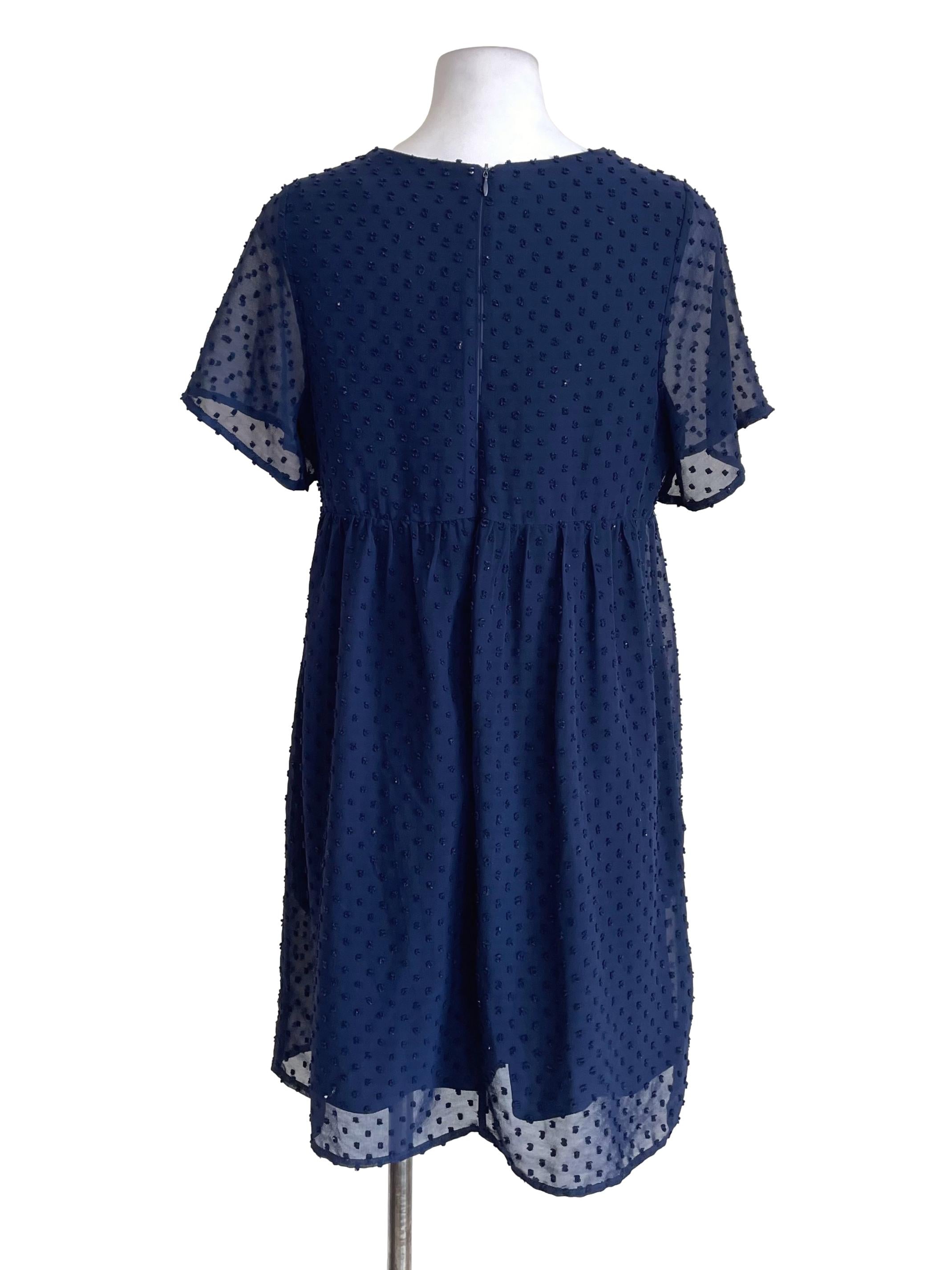 Navy Floral Chiffon Dress