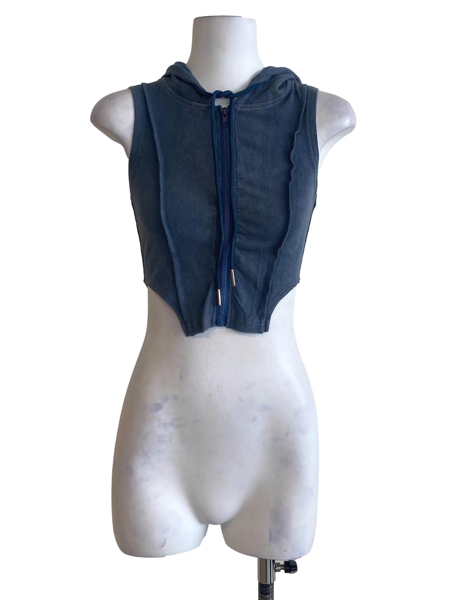 Blue Mardi Hoodie Zip Up Top