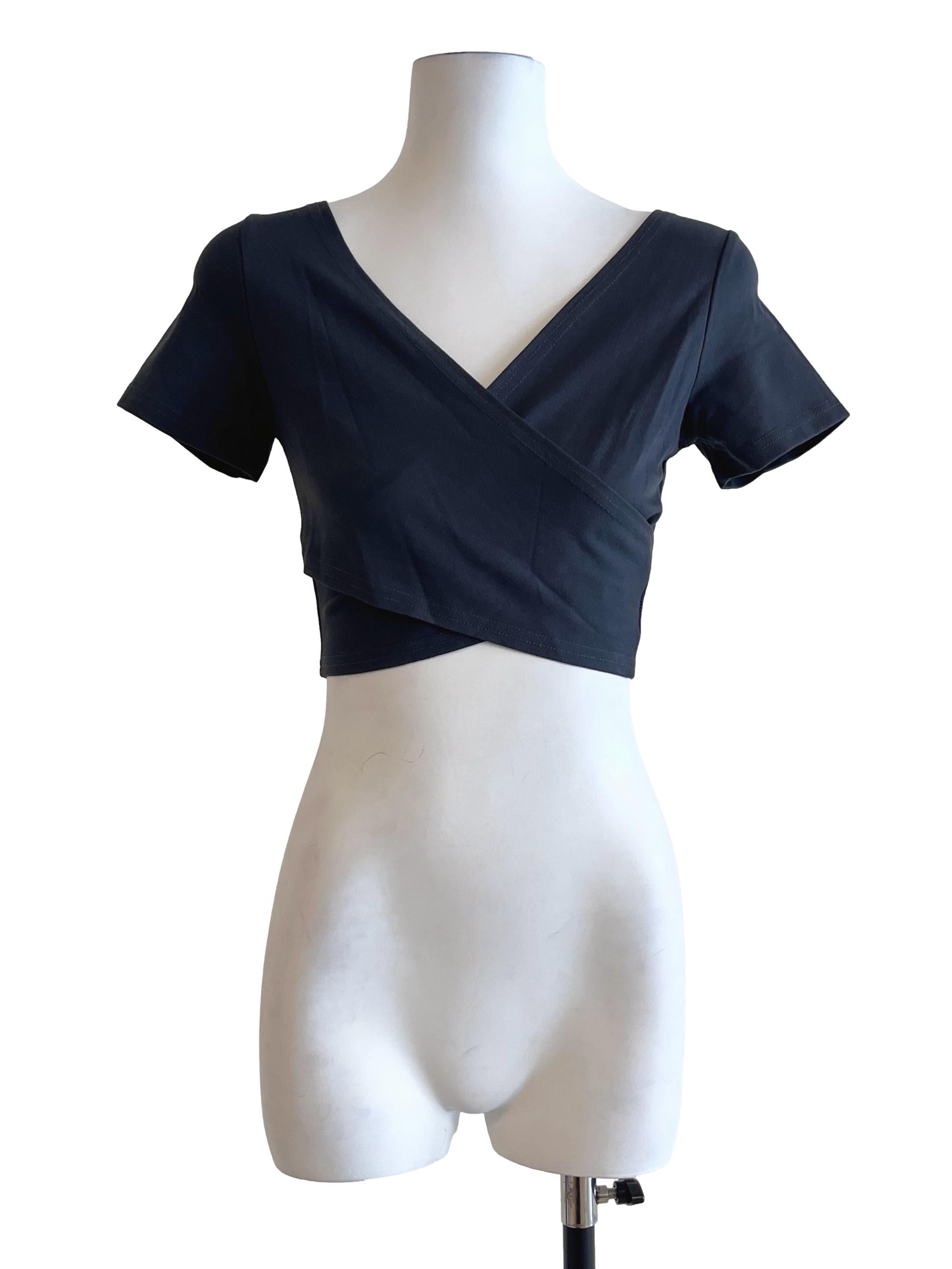 Iron Grey V-Neck Croopes Top