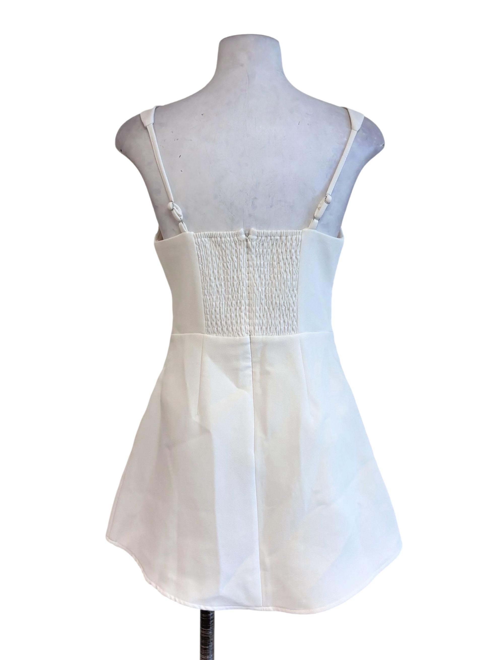 White Jewel Neck Mini Dress