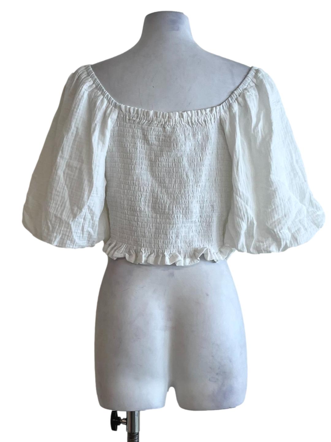 White Square Neckline Blouse