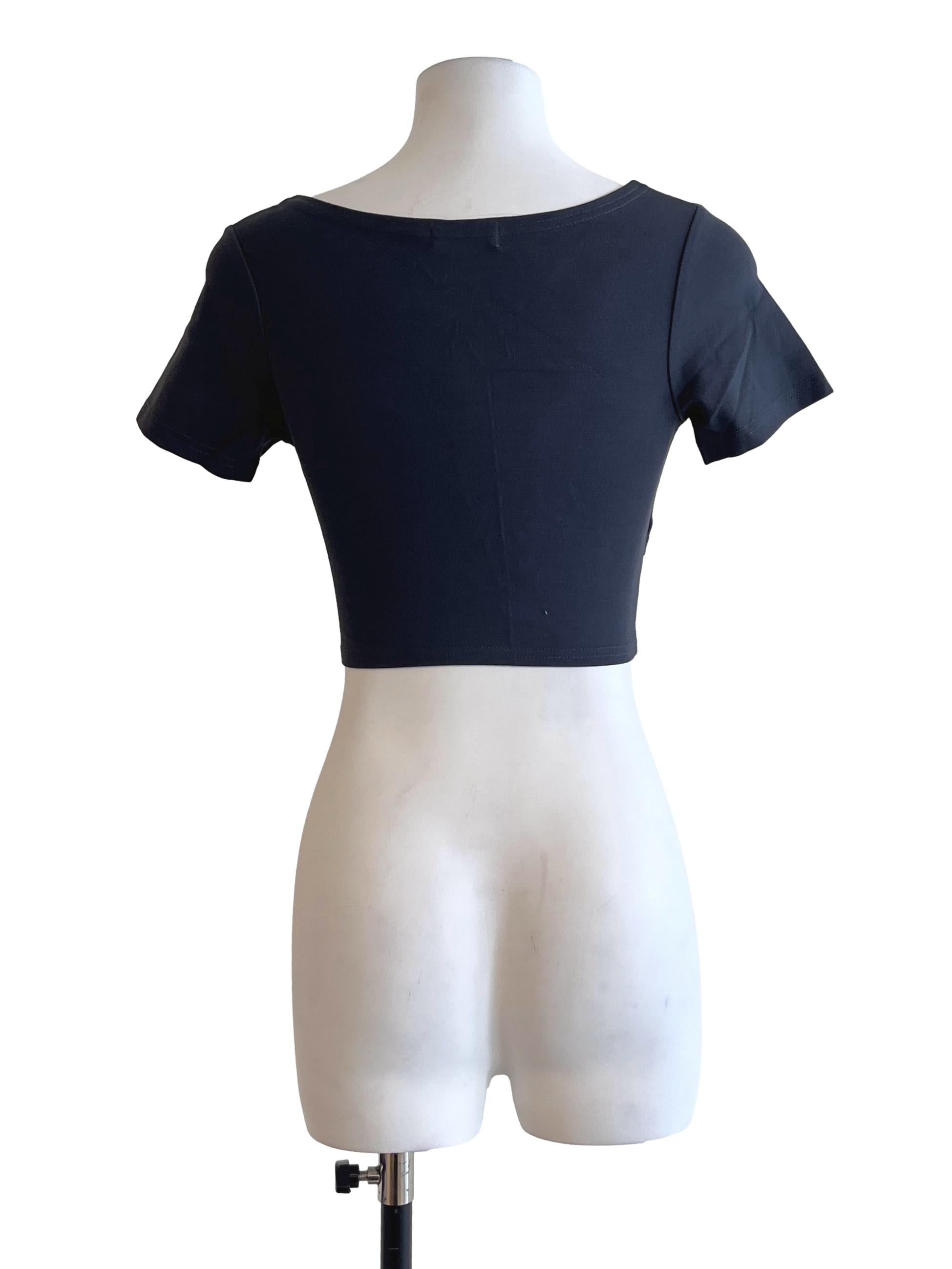 Iron Grey V-Neck Croopes Top