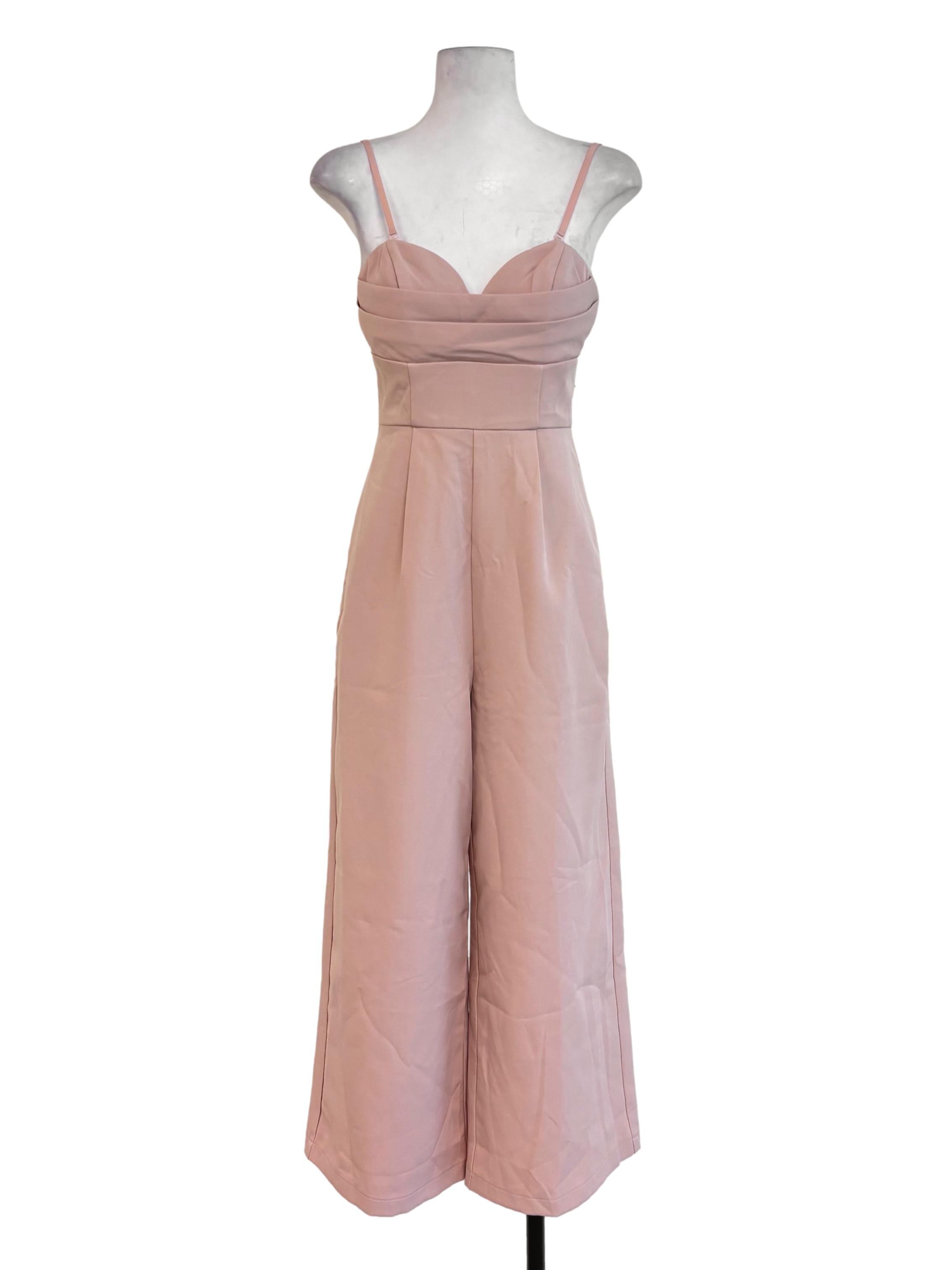Punch Pink Sweetheart Pleats Jumpsuit