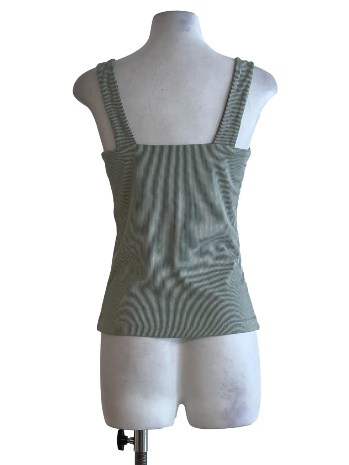 Olive Green Square Neckline Sleeveless Top